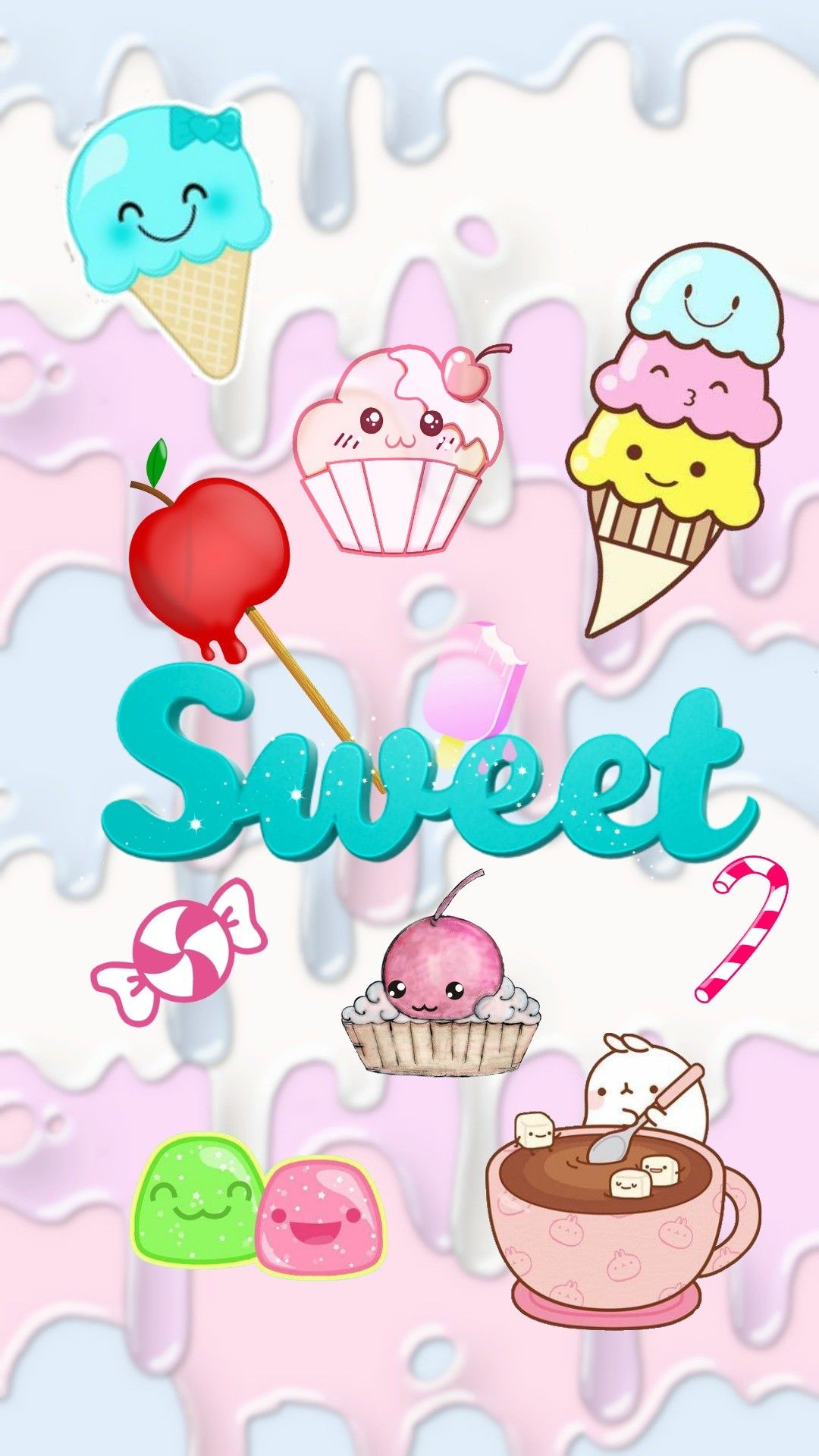Dolci kawaii sfondo pastello, 1080x1920 Verticale, iPhone Air