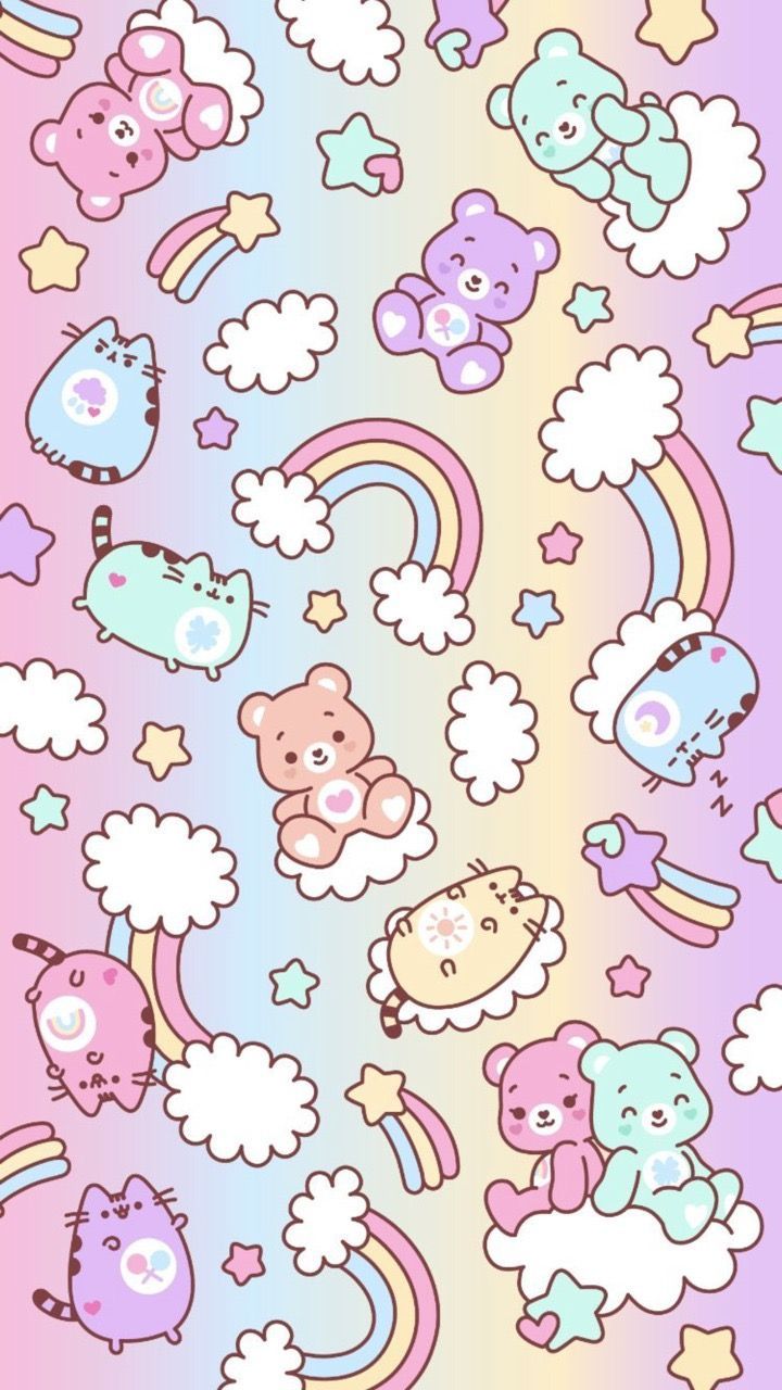 Orsetti pastello e nuvole kawaii, 720x1280 Verticale, iPhone