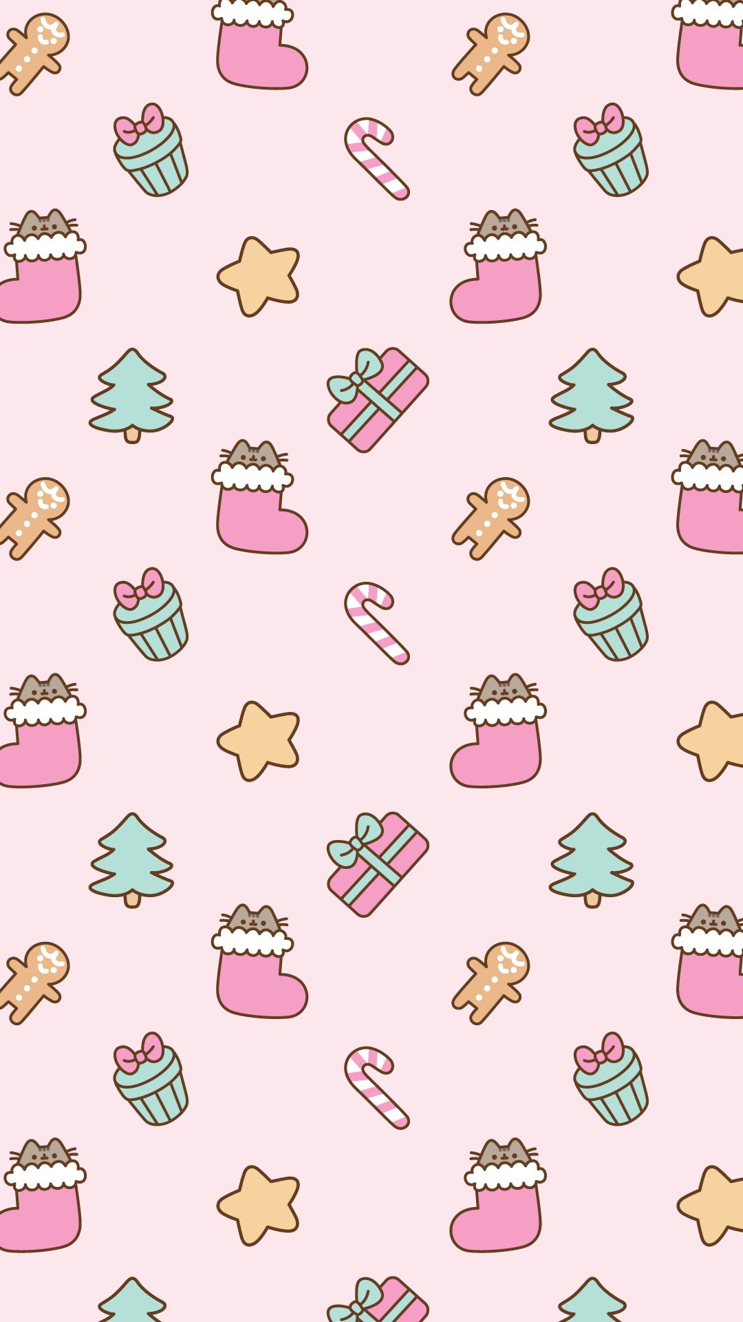 Pattern natalizio kawaii pastello, 1080x1920 Full HD Verticale, iPhone Air