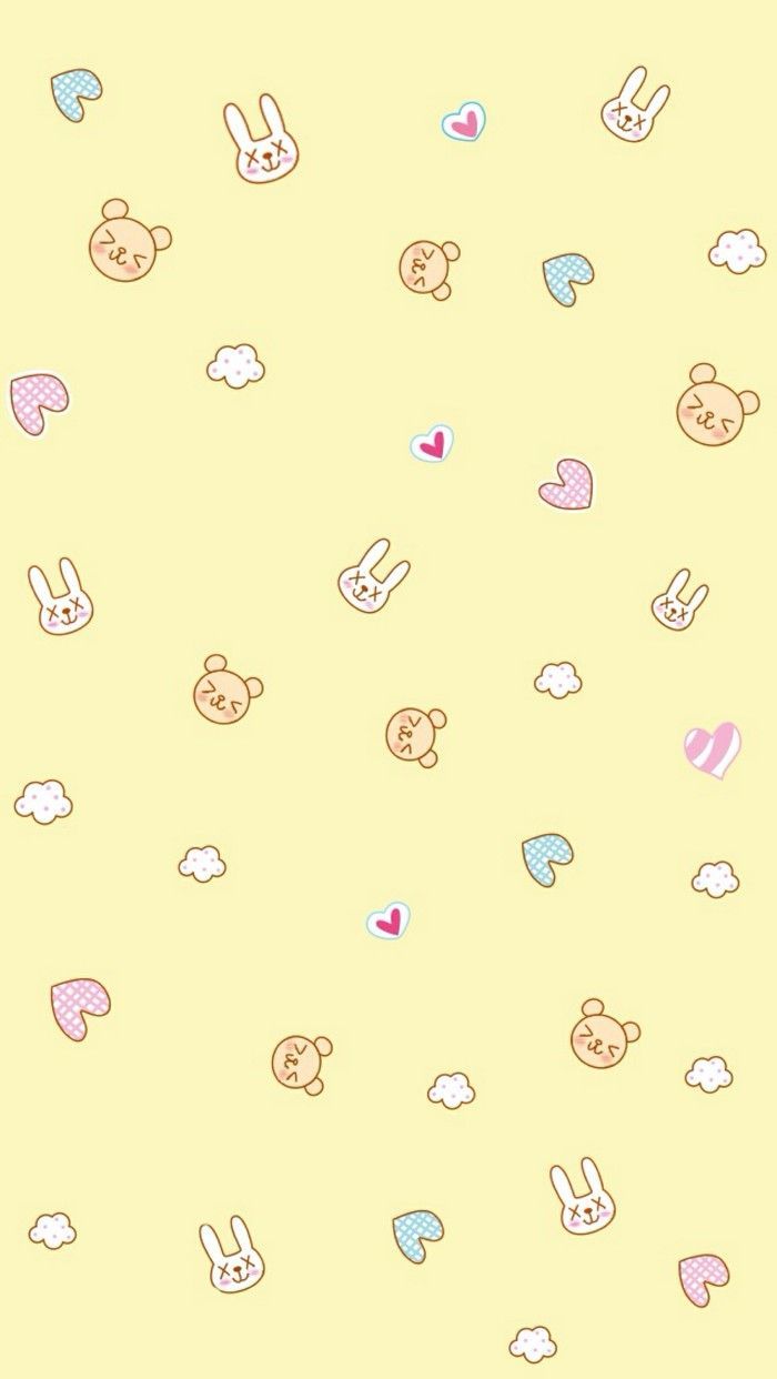 Coniglietti e orsetti kawaii giallo, 700x1242 Full HD Verticale, iPhone Plus