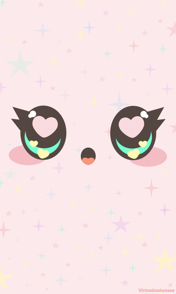 Faccia kawaii occhi cuore rosa, 721x1201 Verticale, iPhone Pro