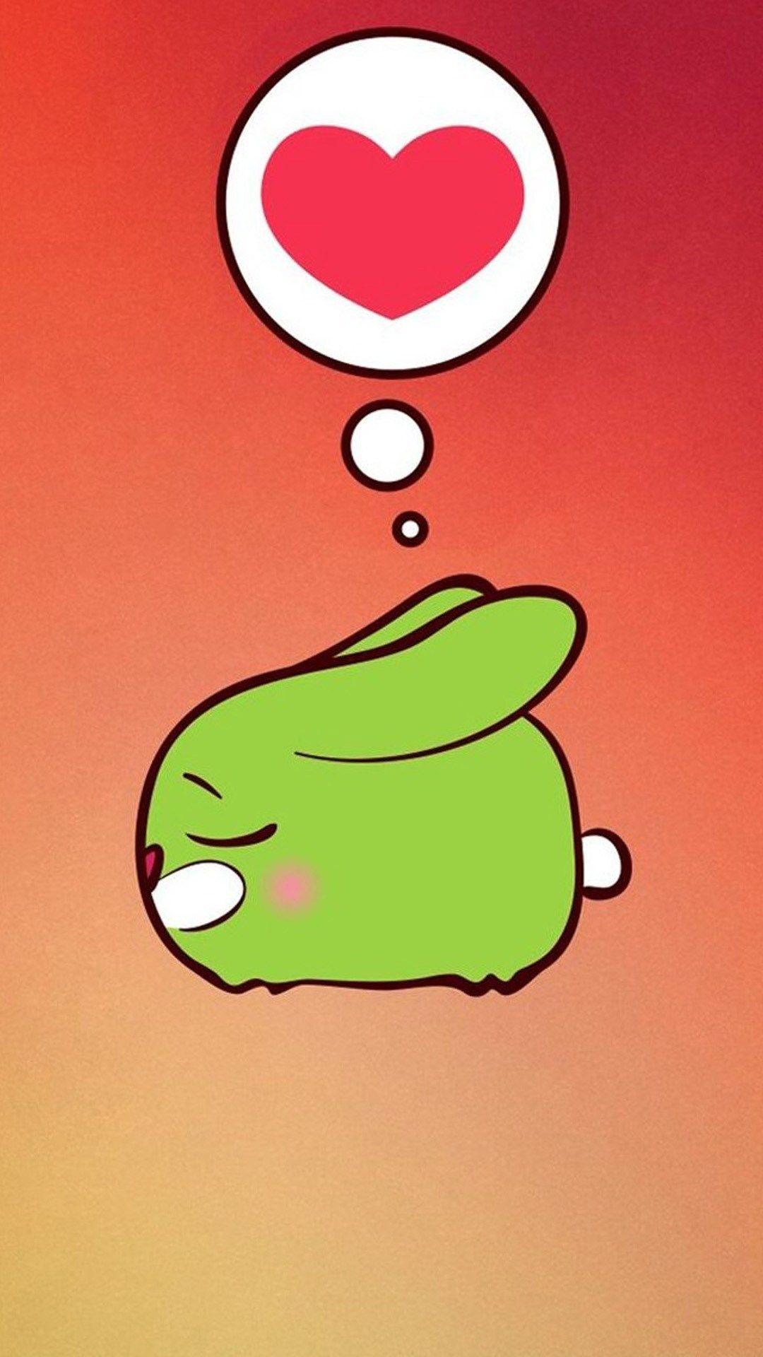 Coniglio verde kawaii con cuore, 1080x1920 Full HD Verticale, iPhone Air