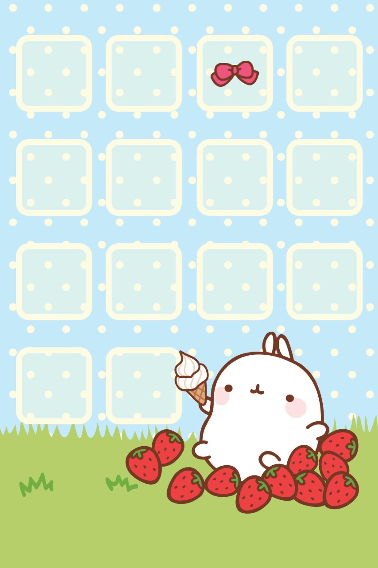 Coniglietto kawaii con fragole, 1280x1920 Full HD Verticale, iPhone Air