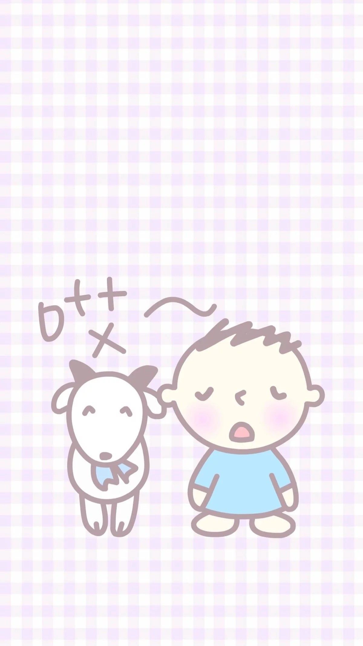 Bambino e cagnolino kawaii disegno, 1200x2133 Verticale, iPhone Pro Max