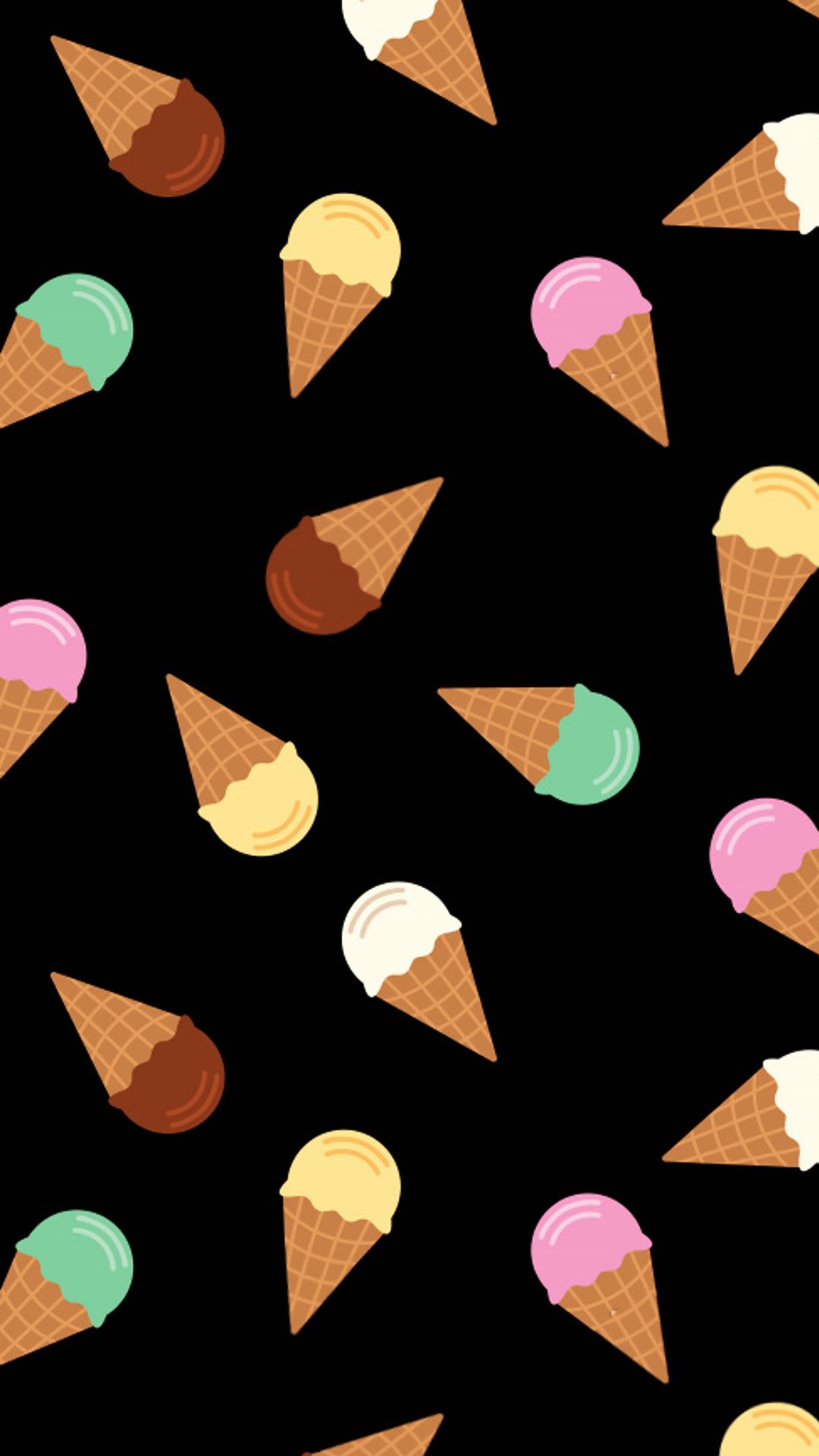 Coni gelato pattern sfondo nero, 1080x1920 Full HD Verticale, iPhone Pro