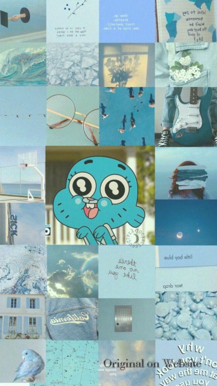Collage estetico blu Gumball, 720x1280 Verticale, iPhone Air