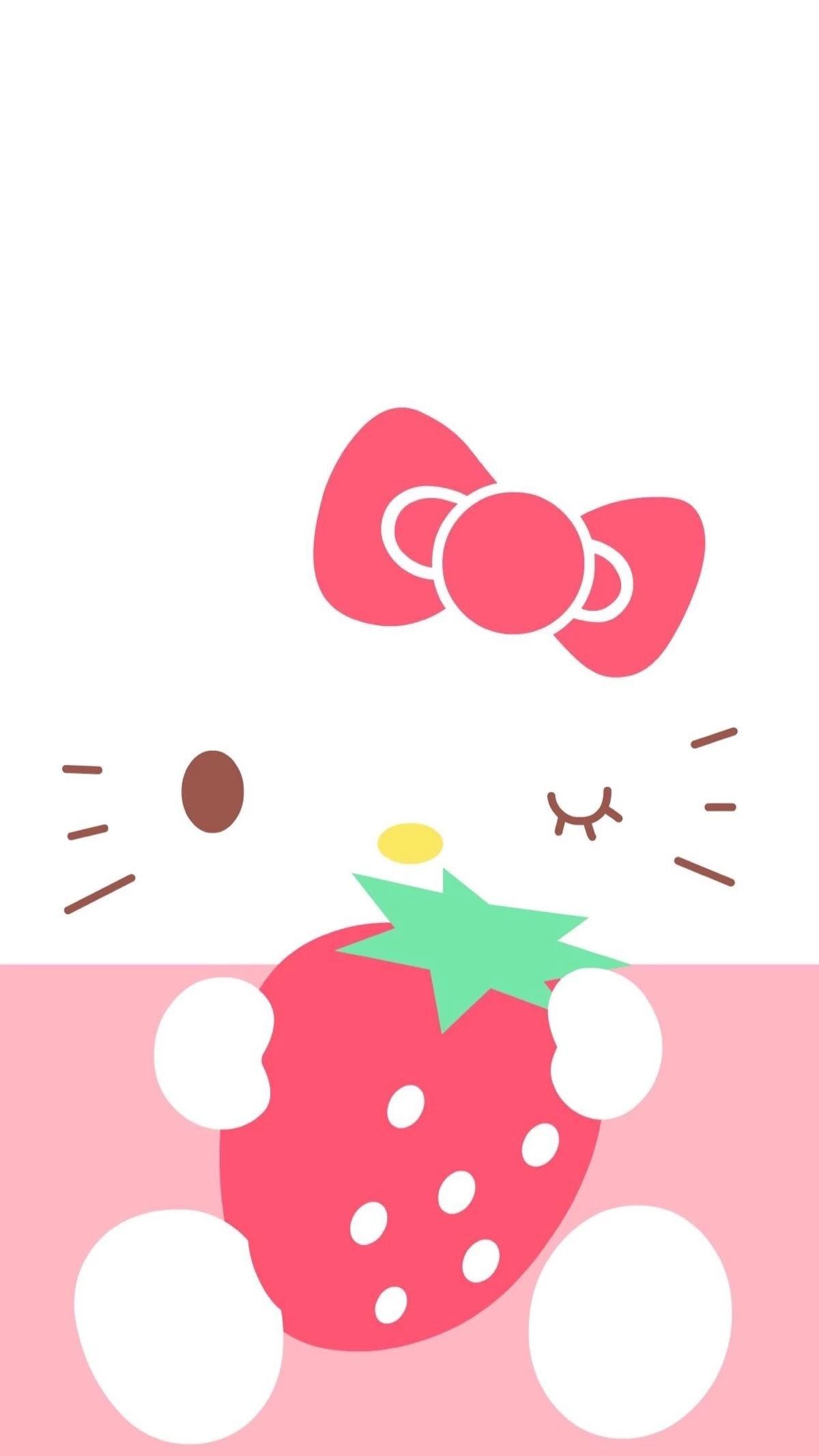 Hello Kitty con fragola, Sanrio, 1200x2133 Verticale, iPhone Pro