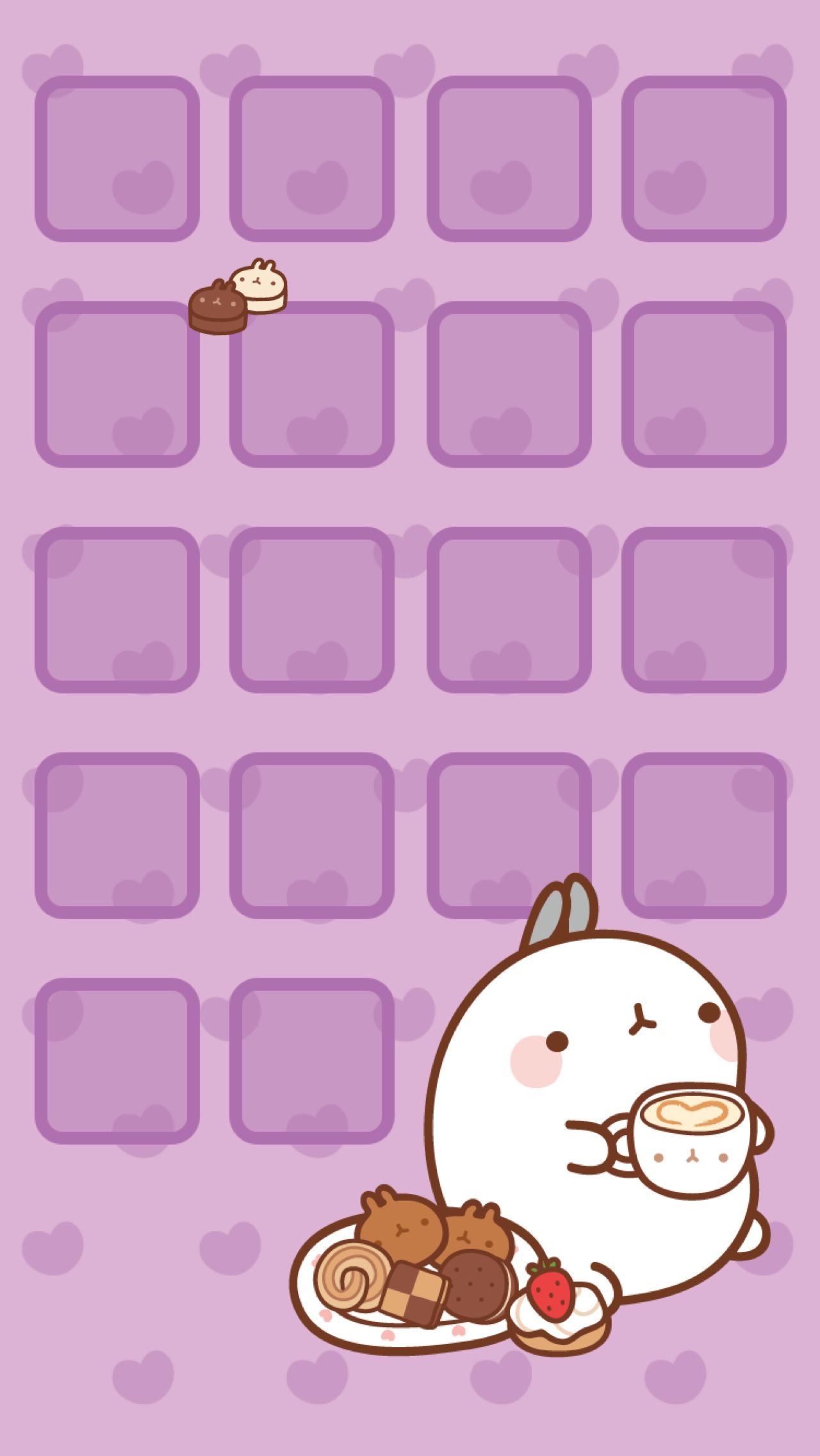 Molang coniglietto kawaii viola, 1280x2272 Verticale, iPhone Plus