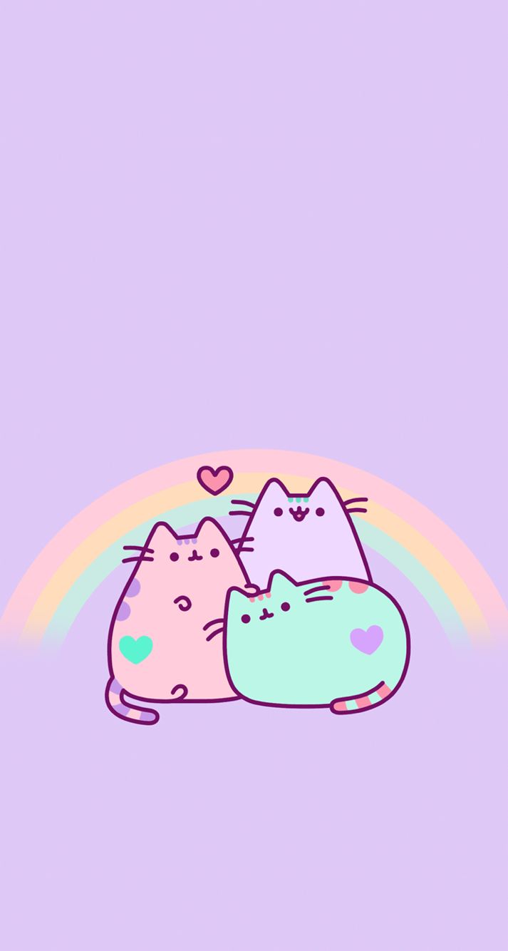 Gatti kawaii pastello con arcobaleno, 713x1334 Full HD Verticale, Smartphone