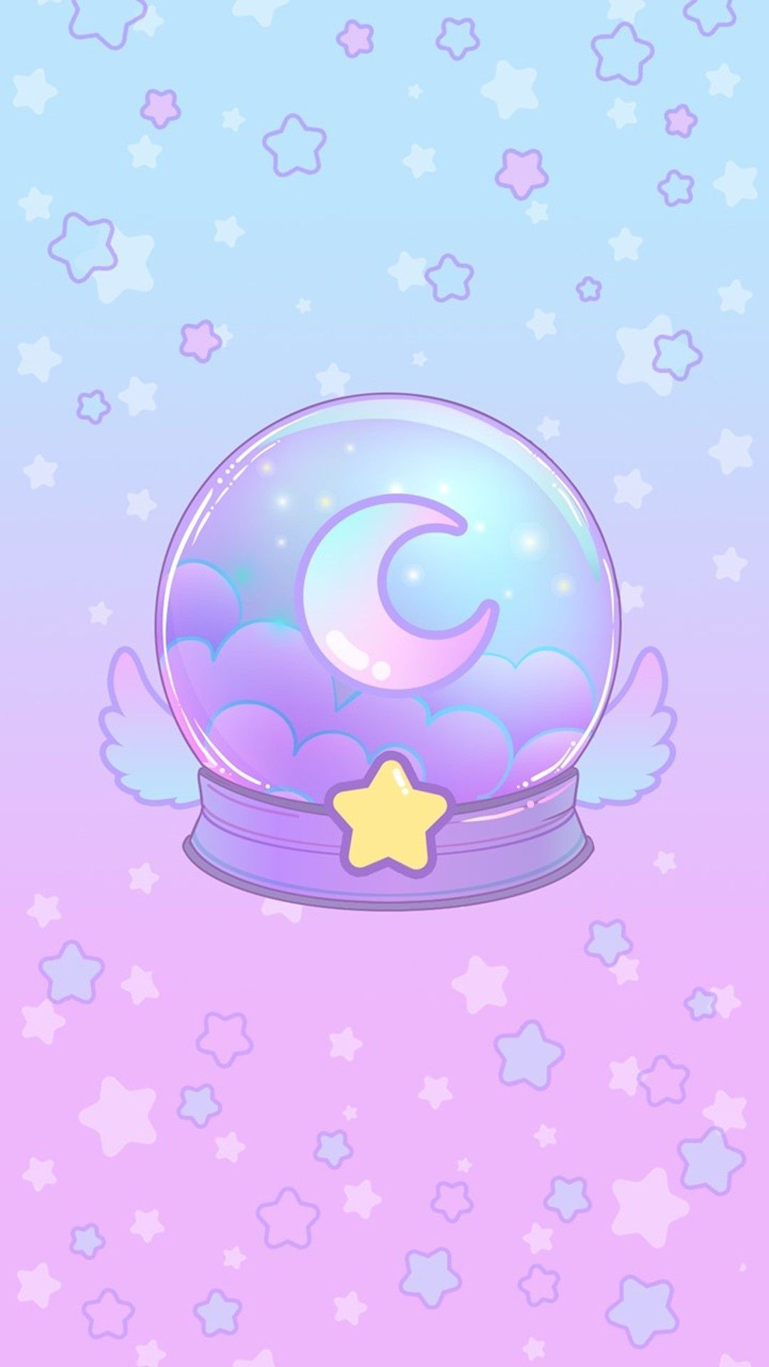 Sfera di cristallo kawaii con luna, 1080x1920 Verticale, Telefono