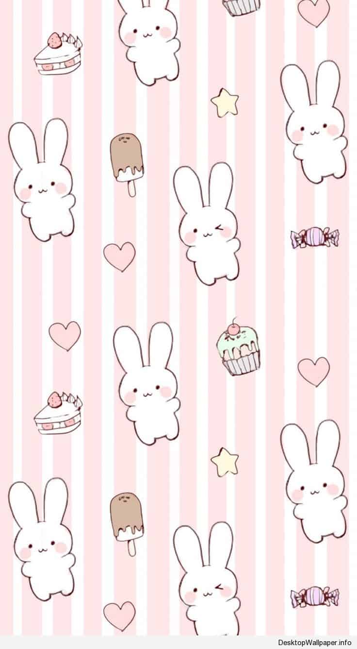 Coniglietti kawaii rosa pastello, 736x1336 Verticale, Mobile