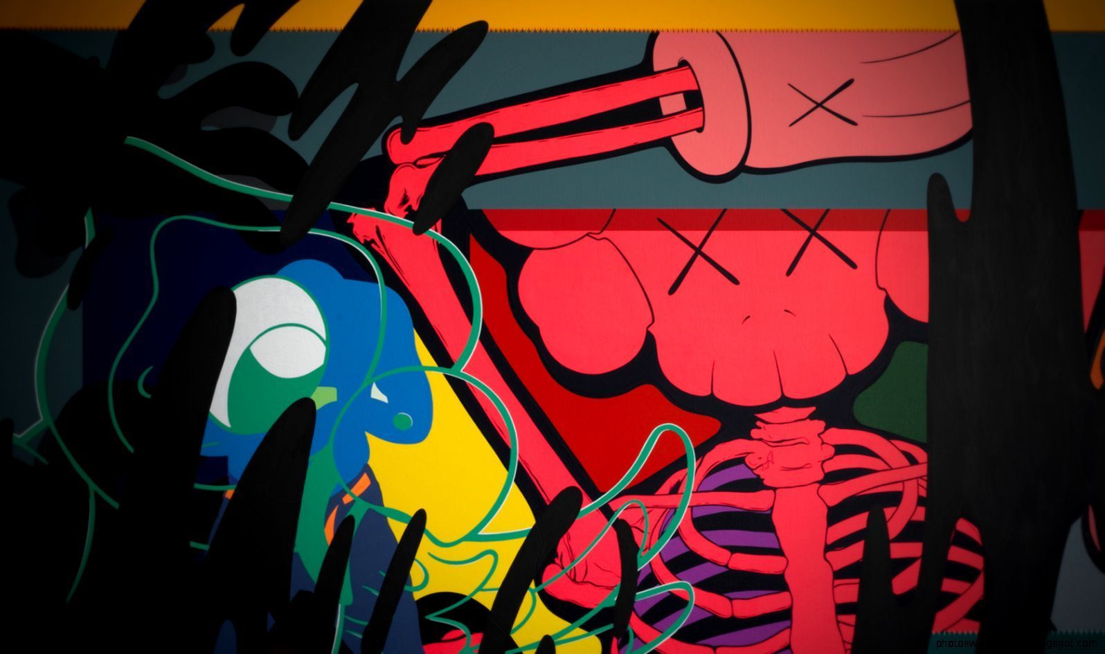 Personaggio KAWS scheletro colorato, 1596x945 720p, Laptop