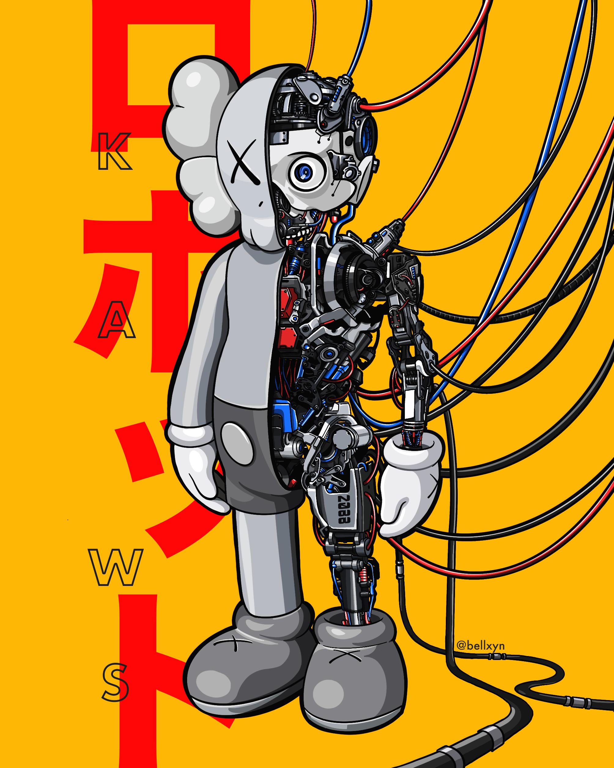 Personaggio KAWS robot meccanico, 2008x2510 Full HD Verticale, iPhone