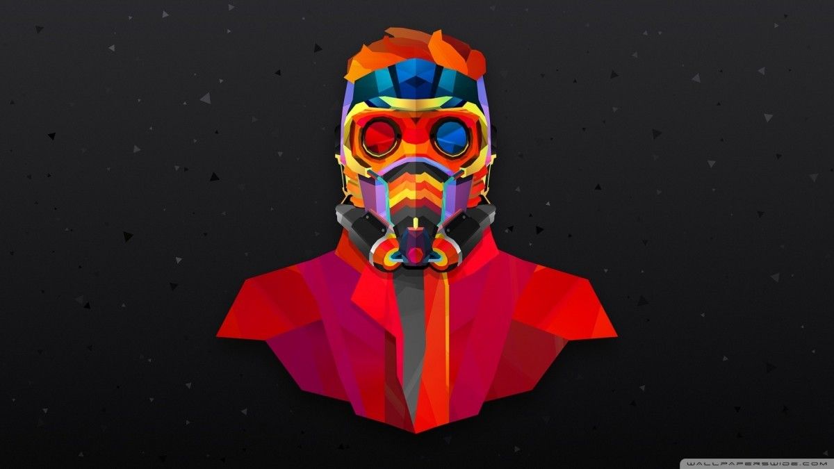 Star-Lord low poly maschera colorata, 1200x675 HD, Desktop