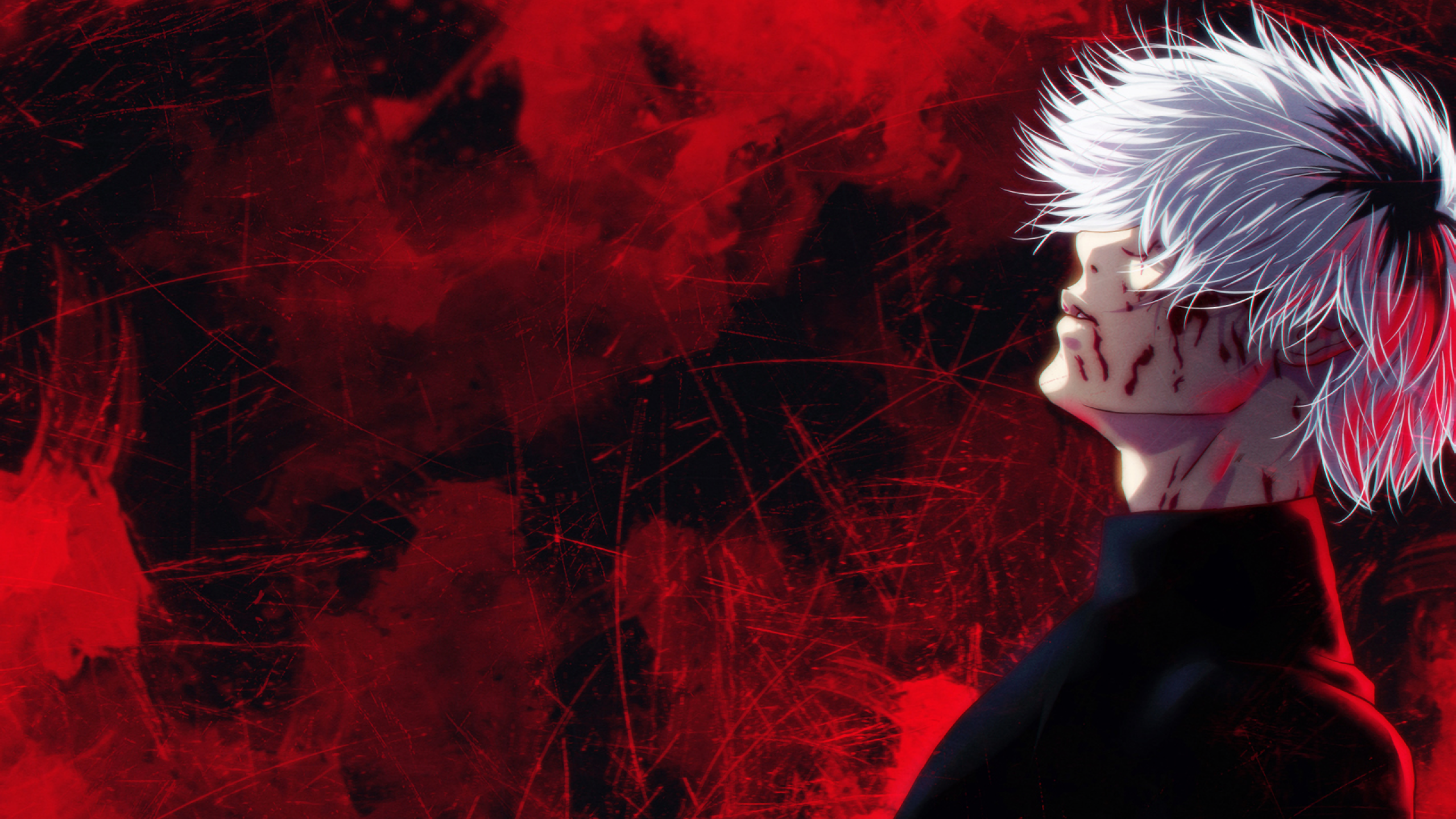 Ken Kaneki capelli bianchi rosso, Tokyo Ghoul, 2560x1440 2K, Desktop