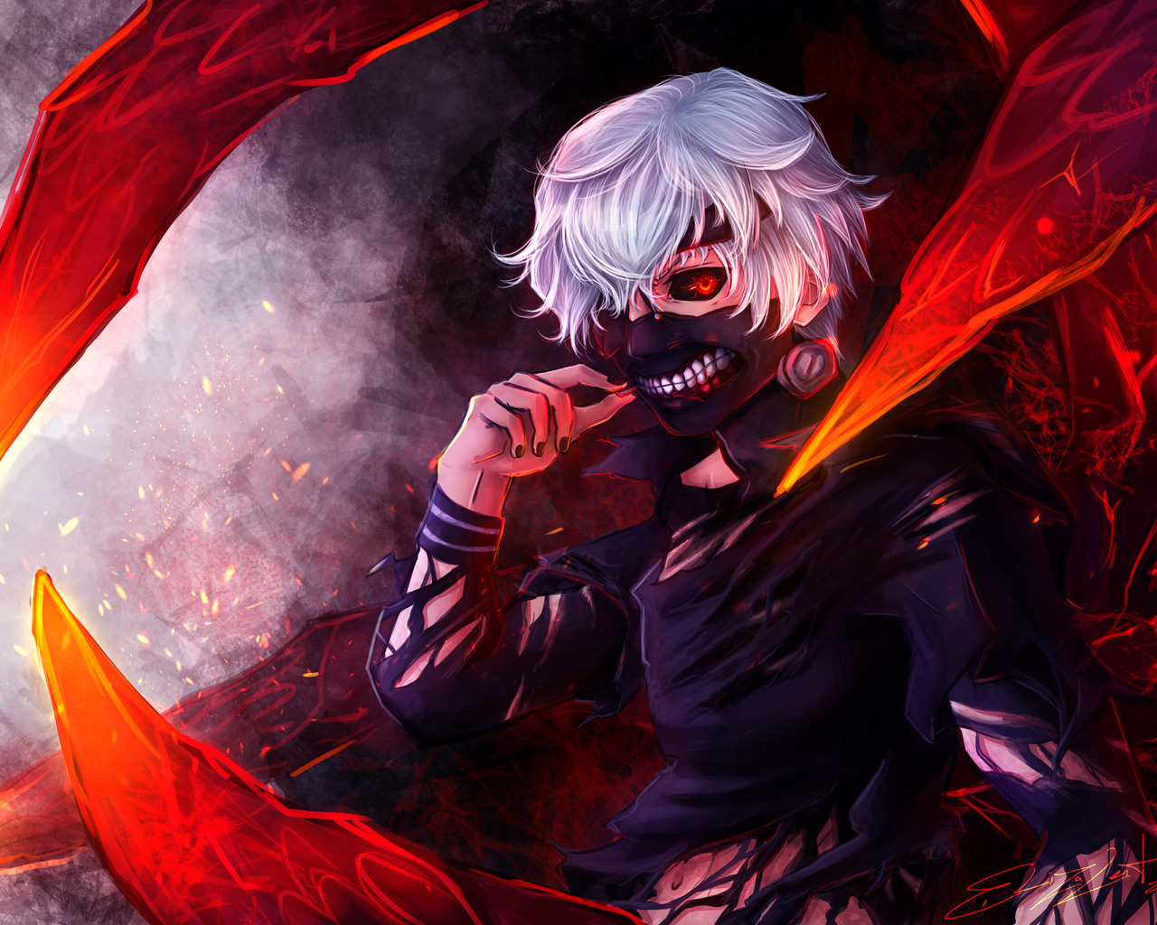 Ken Kaneki Tokyo Ghoul maschera rossa, 1280x1024 720p, Lenovo Legion
