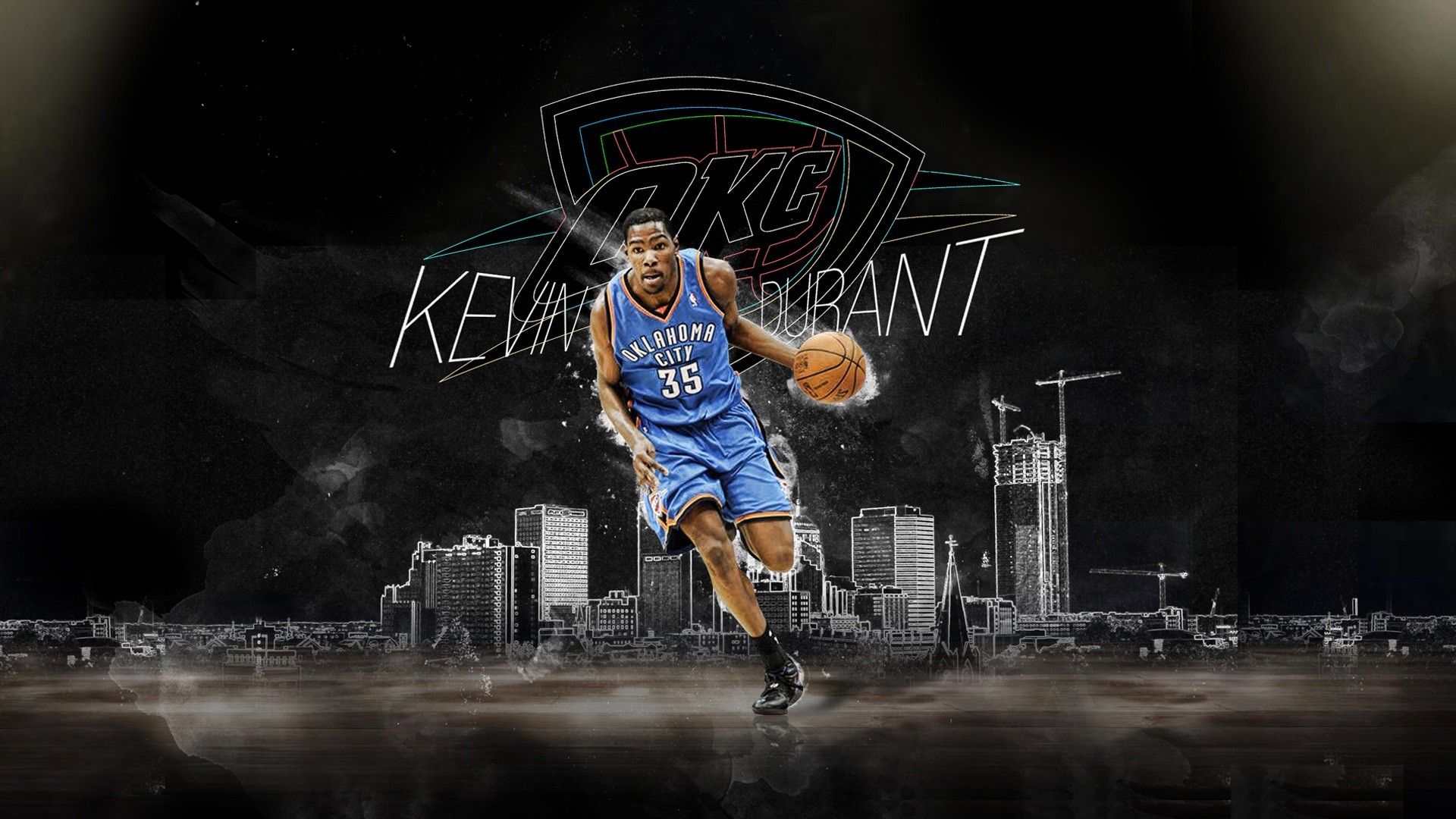 Kevin Durant Thunder basket, Golden State Warriors, 1920x1080 Full HD, Desktop
