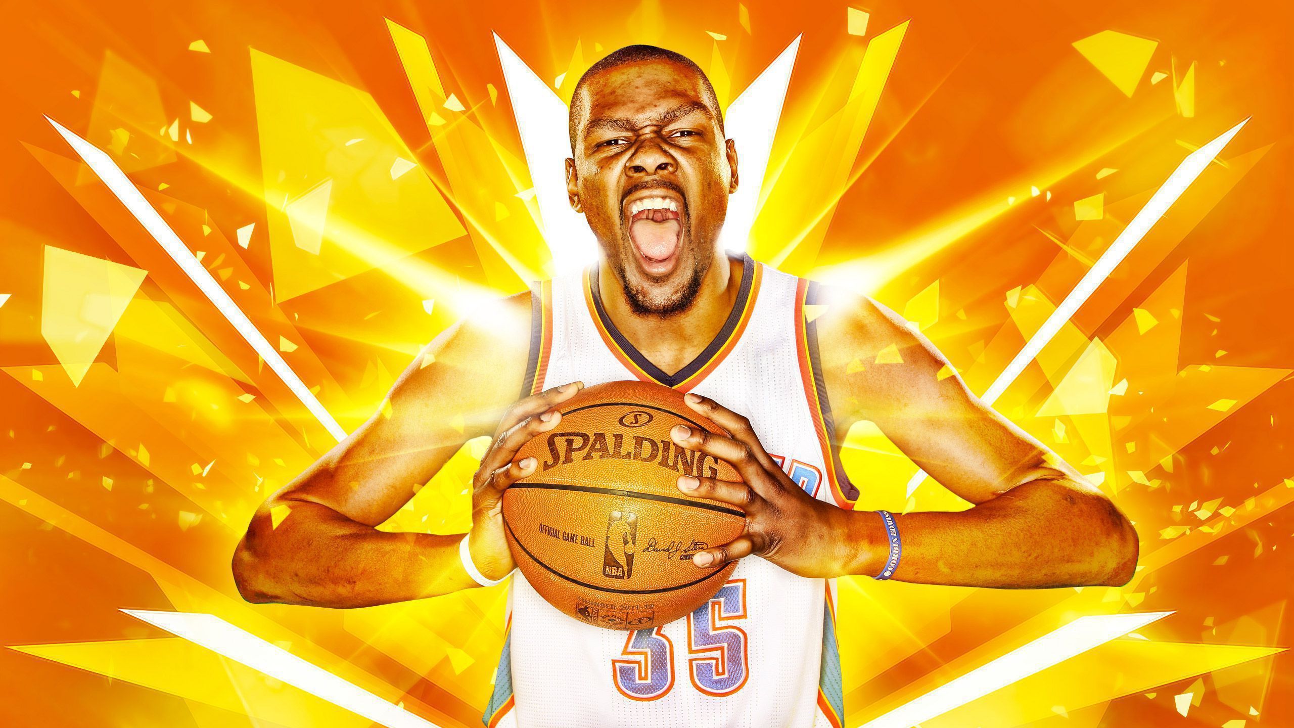 Kevin Durant illustrazione arancione, 2560x1440 1440p, Desktop