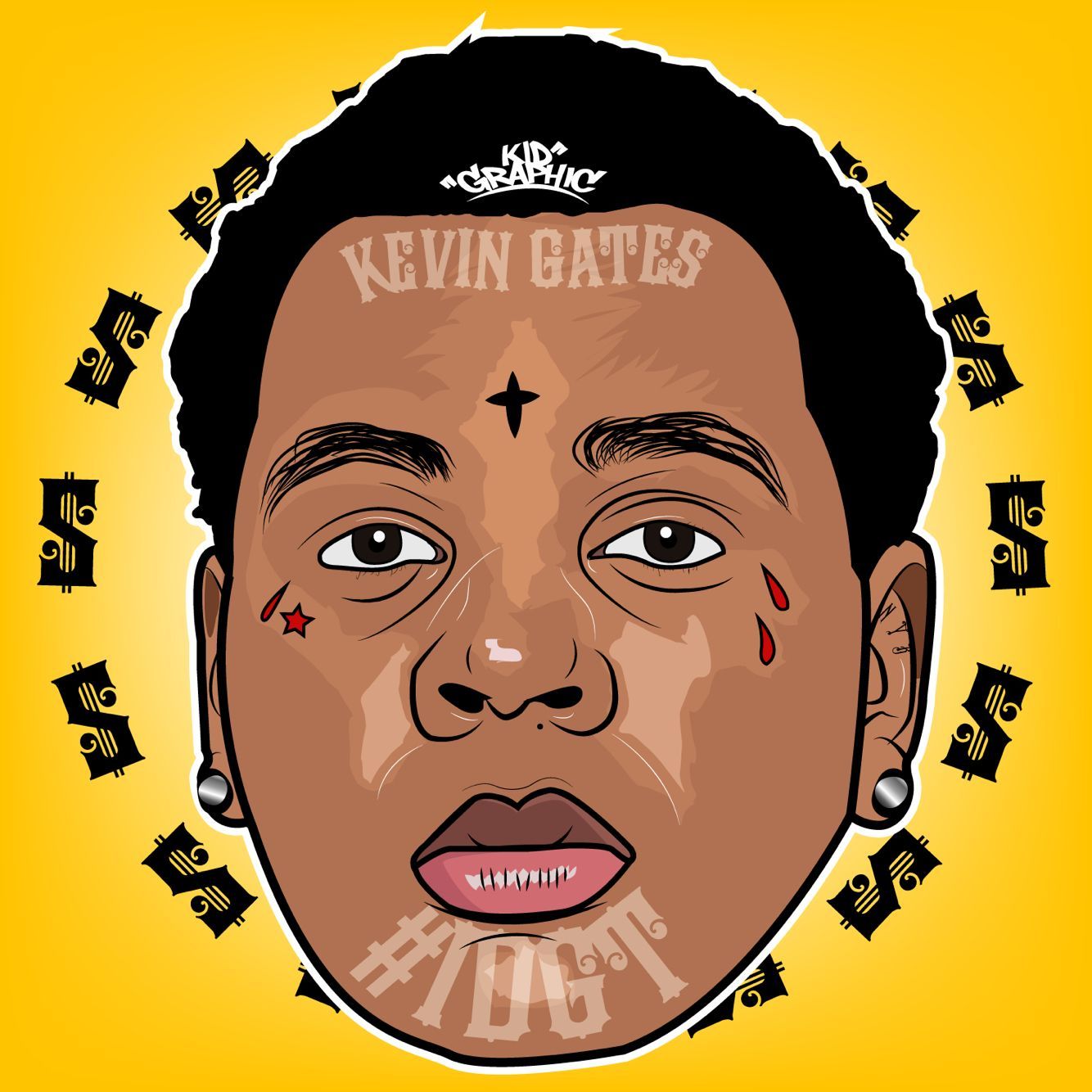 Kevin Gates illustrazione, 1334x1334 HD, Desktop