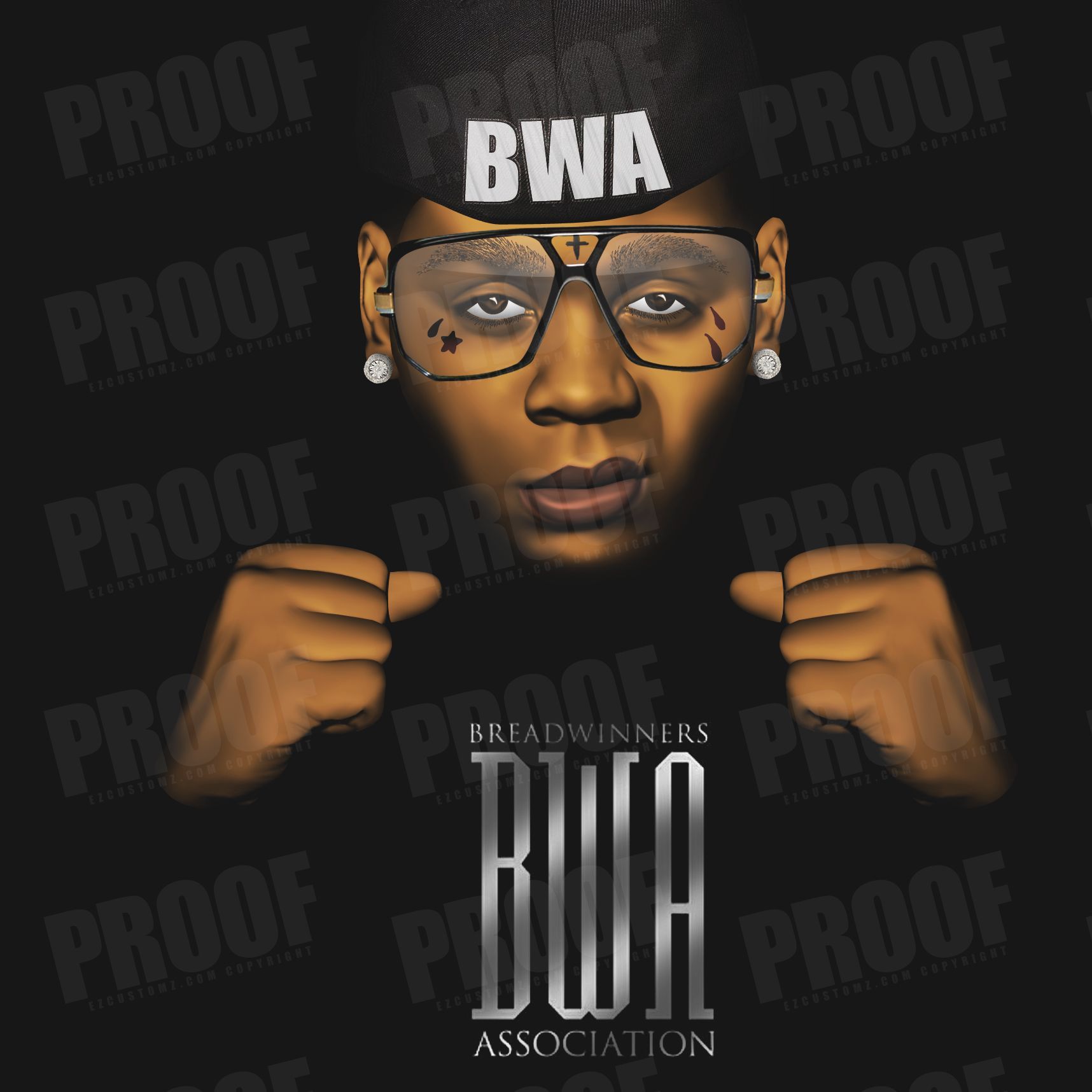 Cartoon Kevin Gates BWA, 1716x1716 900p, PC