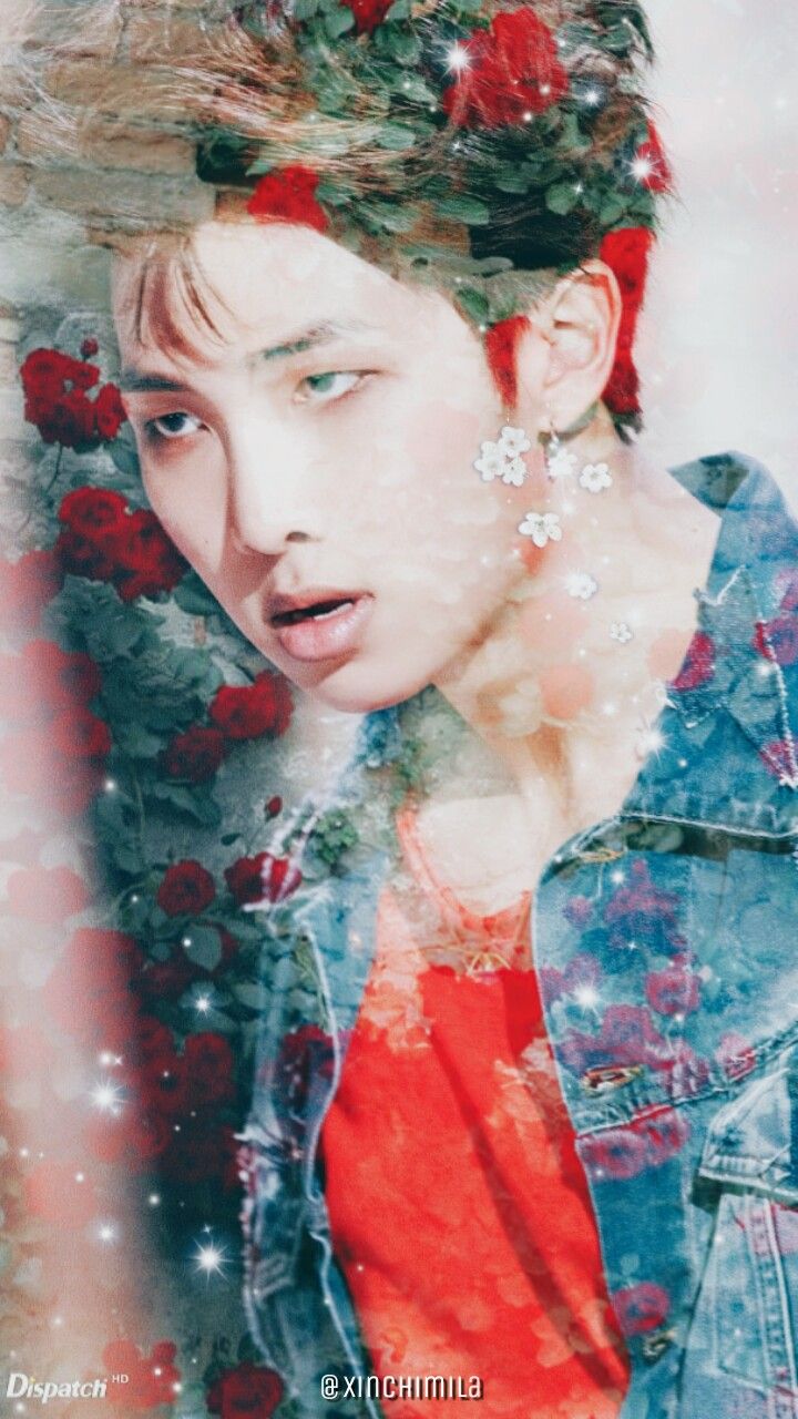 Kim Namjoon RM BTS con fiori, 720x1280 Verticale, Telefono