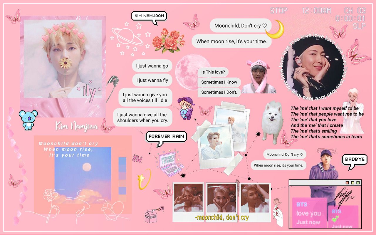 RM BTS collage rosa, 1280x800 HD, Desktop