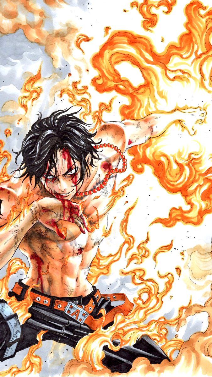 Portgas Ace fiamme arancioni, 675x1200 Full HD Verticale, iPhone