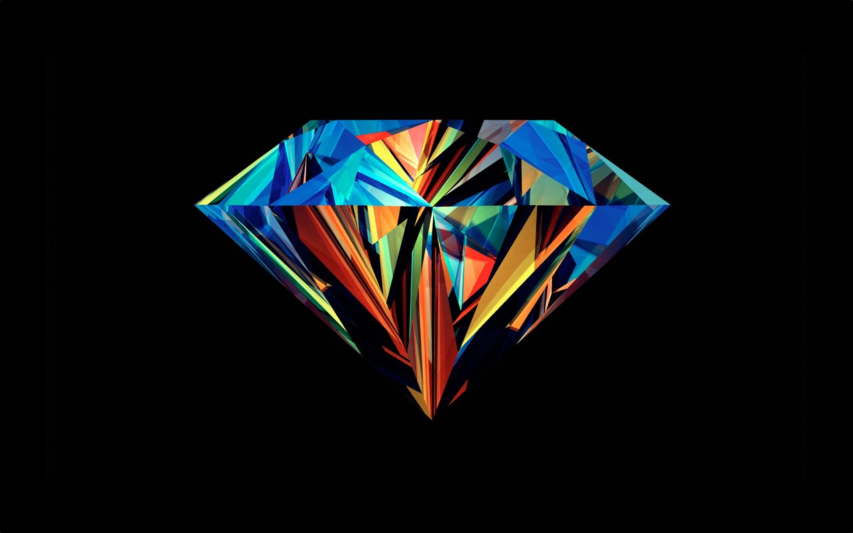 Diamante colorato sfondo nero, 1680x1050 HD Ready, PC
