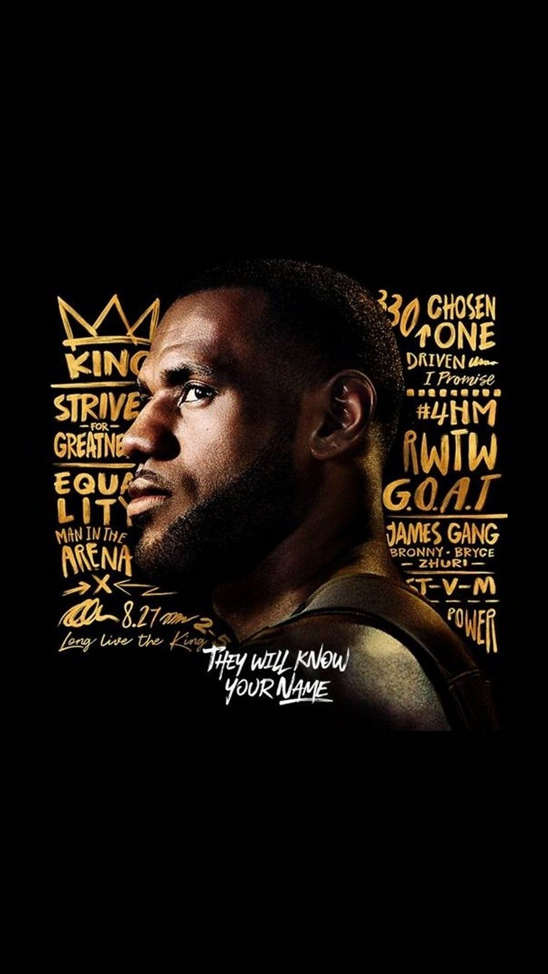 LeBron James ritratto tipografico, 1080x1920 Full HD Verticale, Smartphone