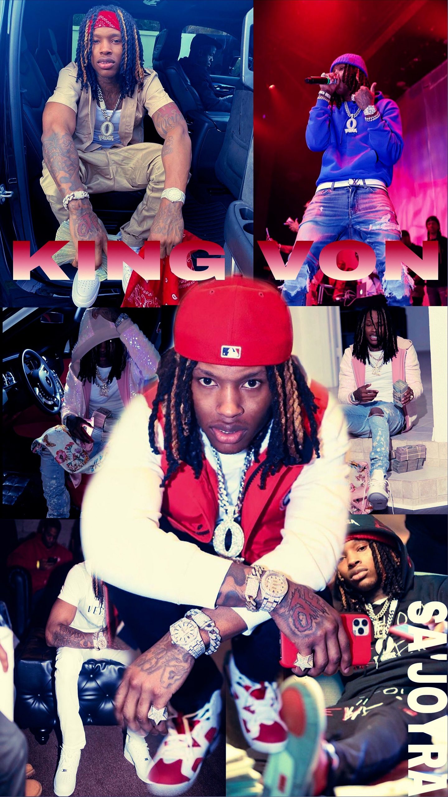 King Von collage foto, 1439x2560 Verticale, Telefono