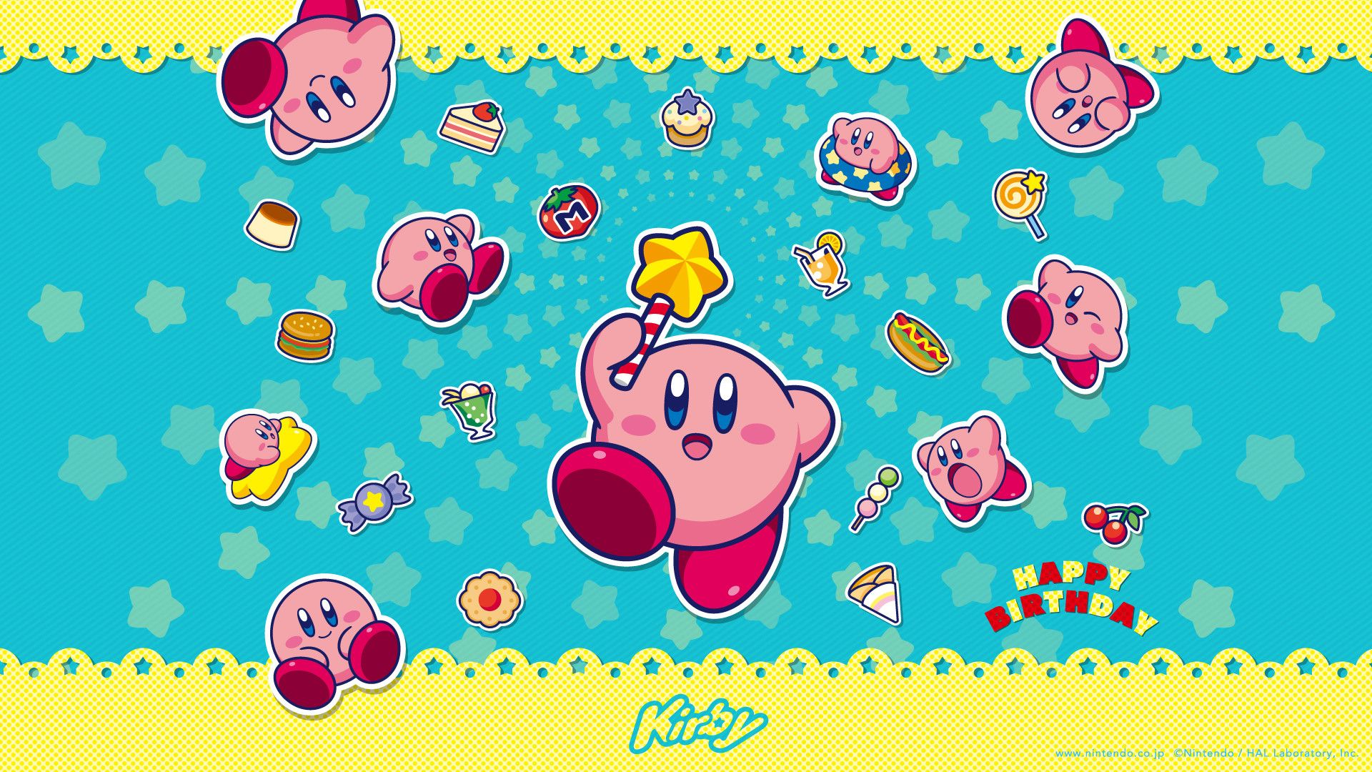 Kirby personaggio rosa sfondo azzurro, 1920x1080 Full HD 1080p, Desktop