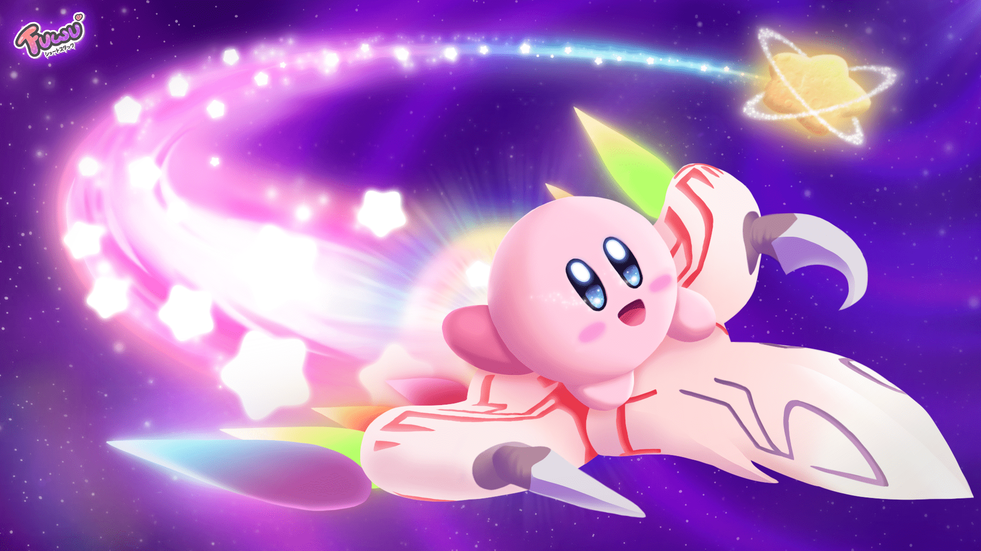 Kirby su astronave stellata, 1920x1080 Full HD, Desktop