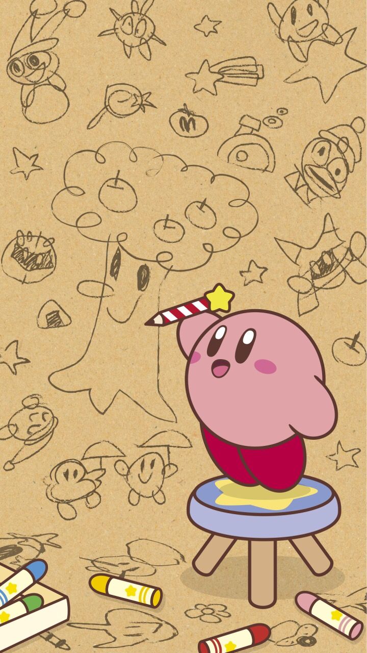 Kirby disegna gessetti, 720x1280 Verticale, Telefono