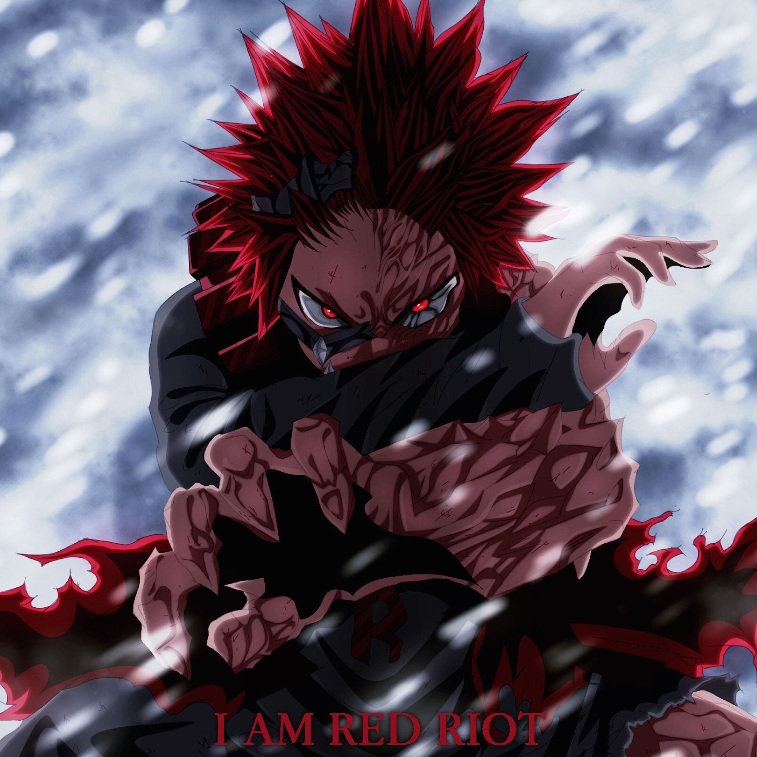 Kirishima Red Riot manga My Hero Academia, anime shonen, 2932x2932 2K, Desktop