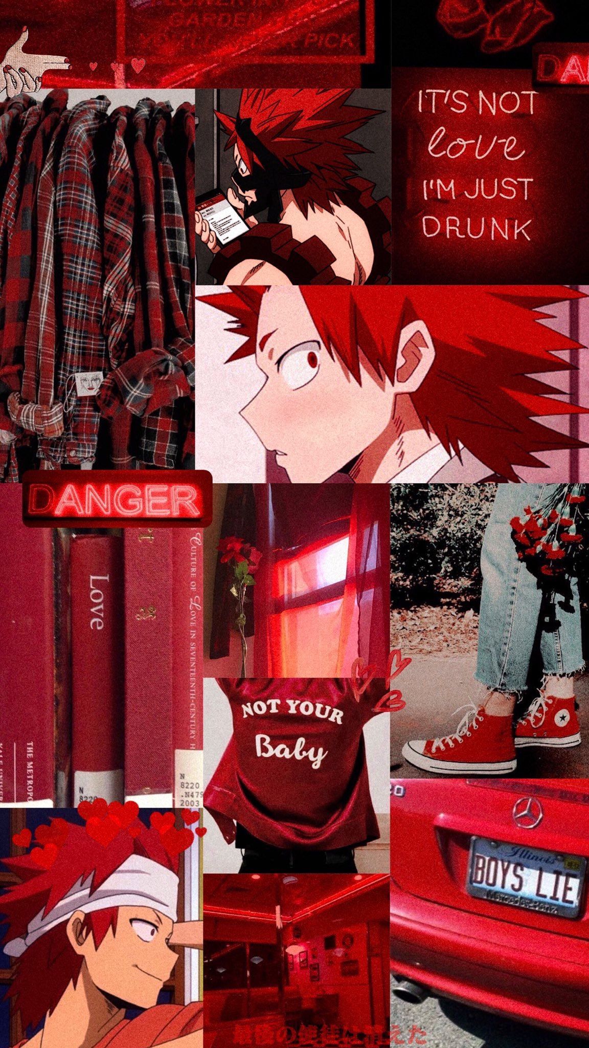 Kirishima collage estetico rosso, 1152x2048 Verticale, Telefono