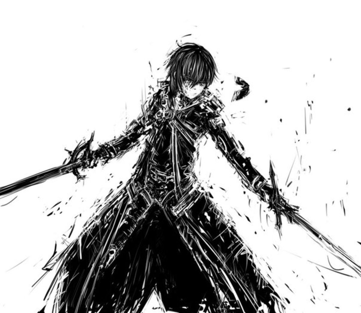Kirito con spade, sketch, 1200x1040 HD, Desktop