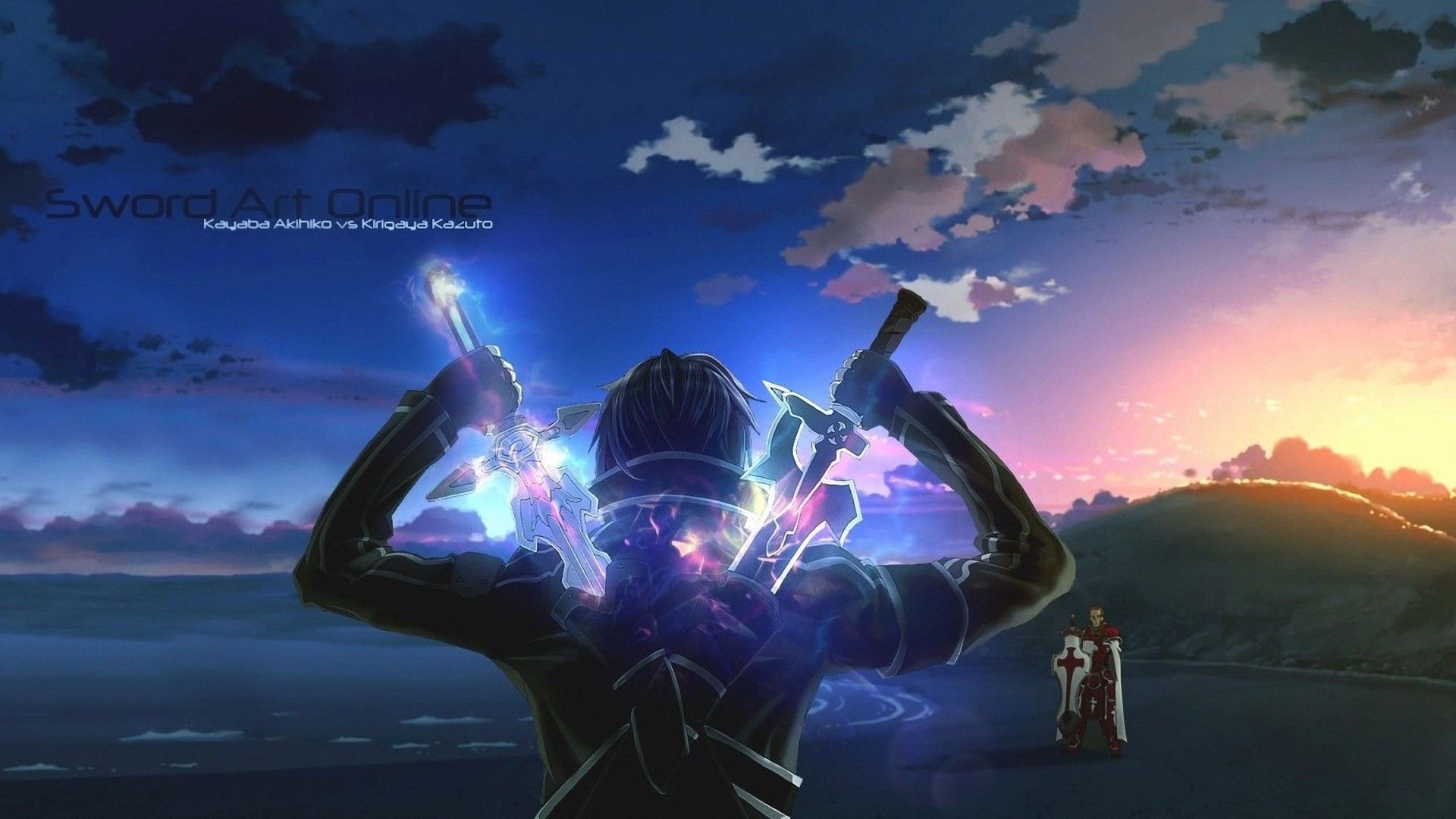Kirito con spade luminose, Kazuto Kirigaya, 1920x1080 Full HD, PC