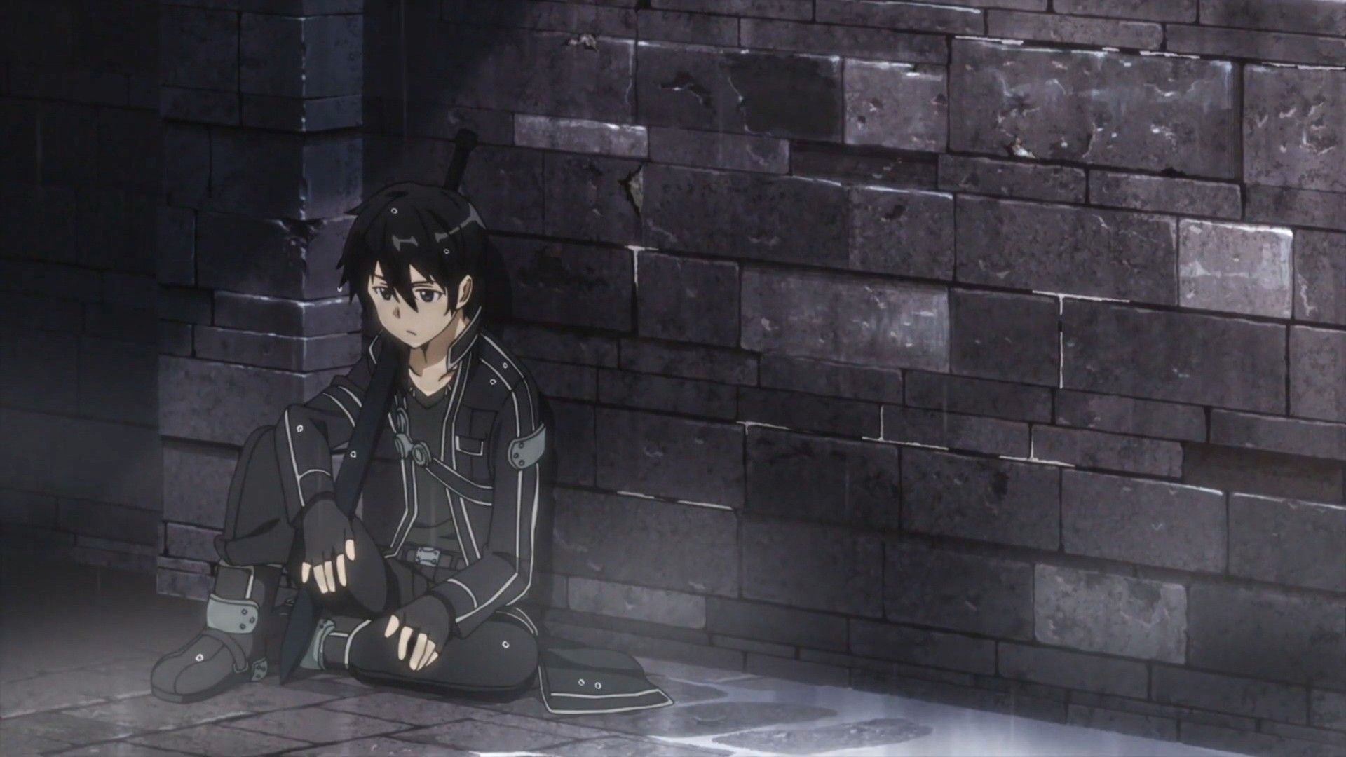 Kirito seduto muro pietra, 1920x1080 Full HD, Desktop