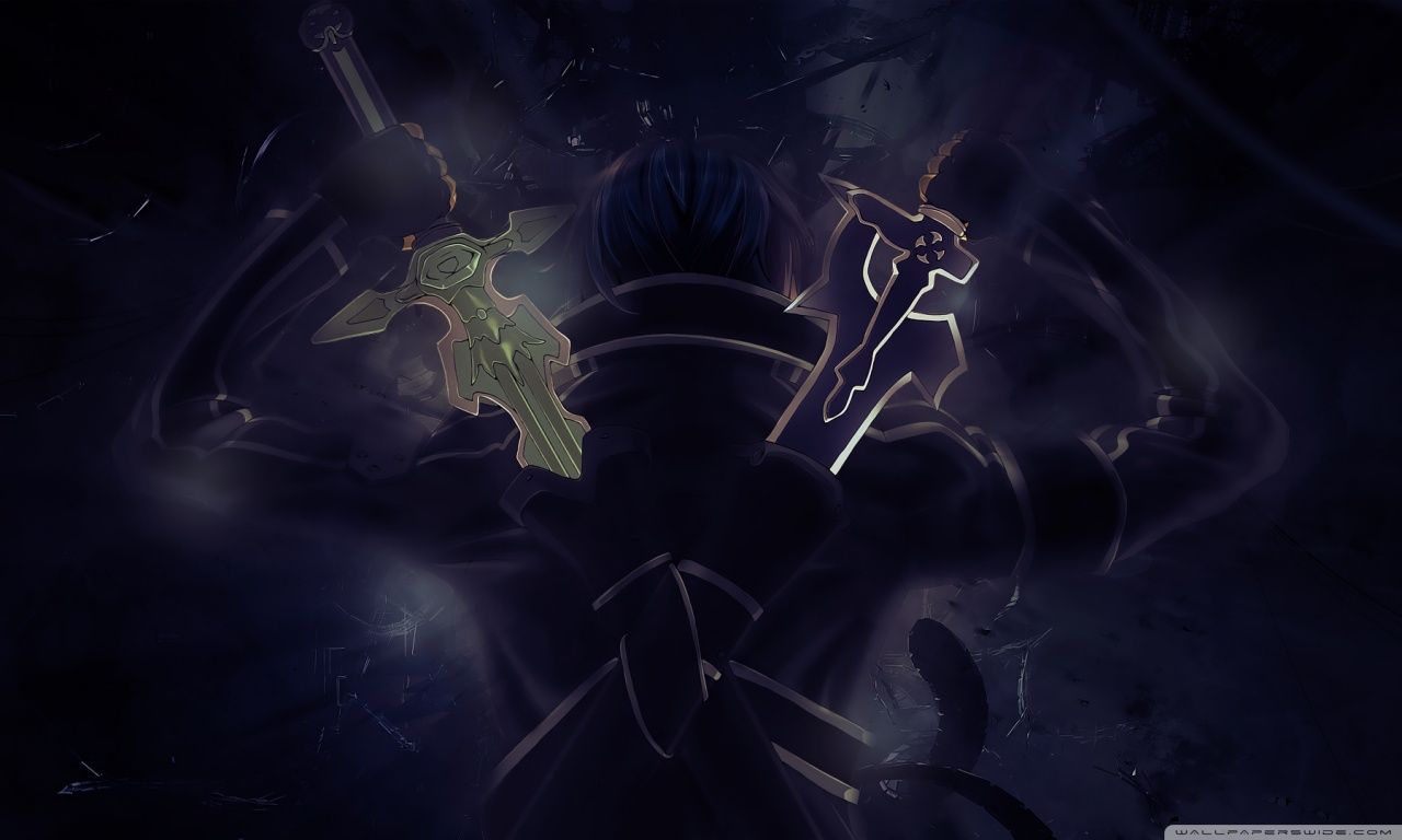 Kirito Sword Art Online silhouette scura, 1280x768 720p, PC