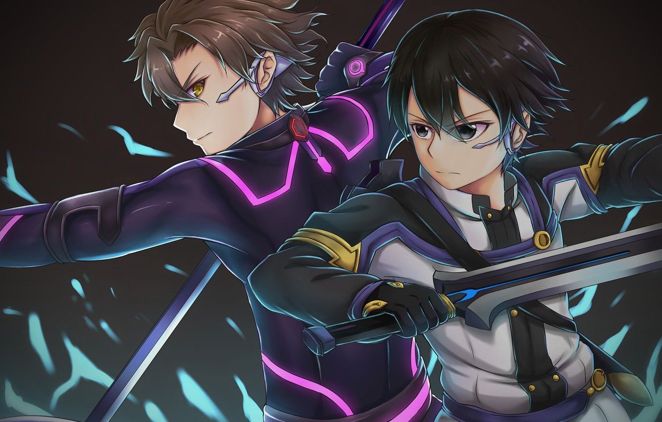 Kirito e personaggio con spade, 1332x850 HD, Notebook Gaming