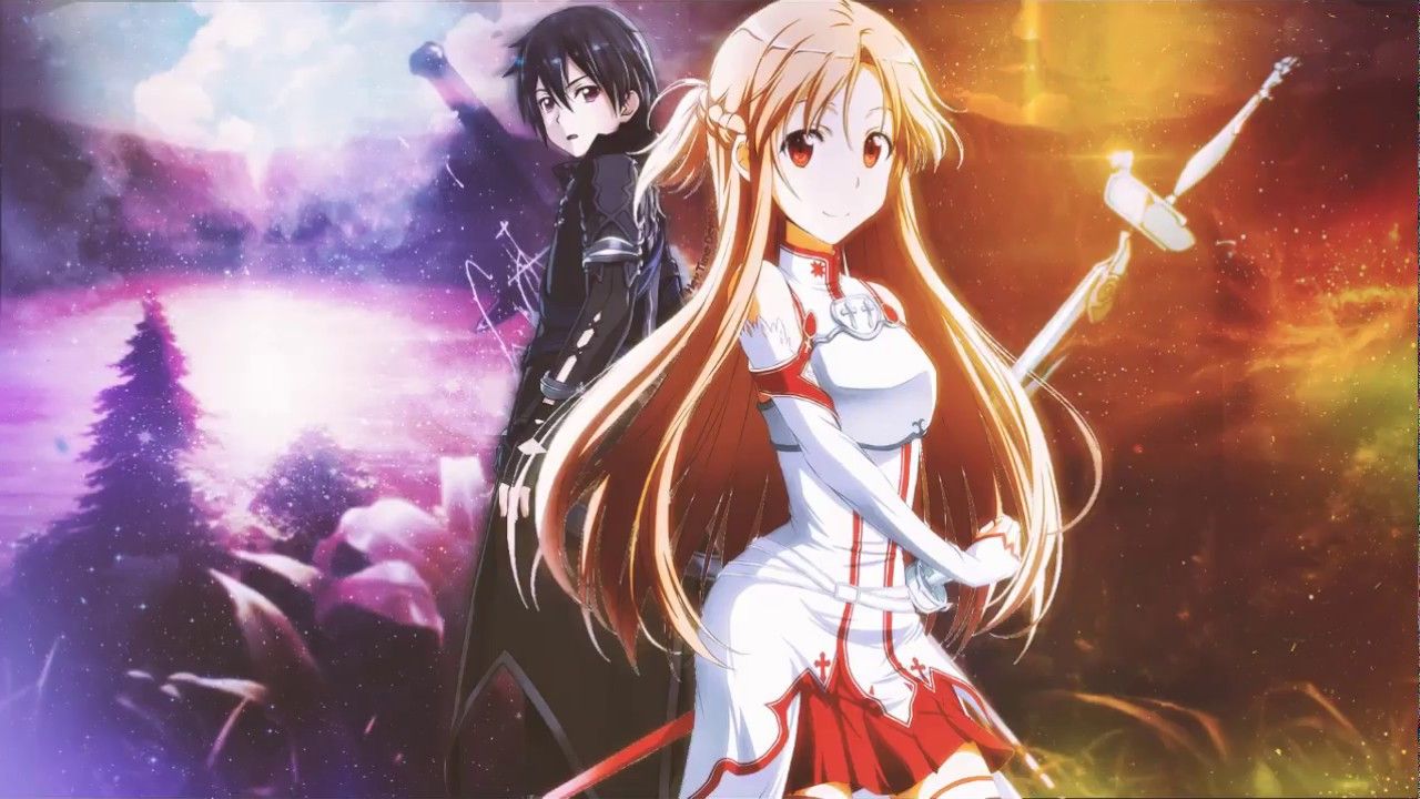 Kirito e Asuna, Sword Art Online, 1280x720 720p, PC