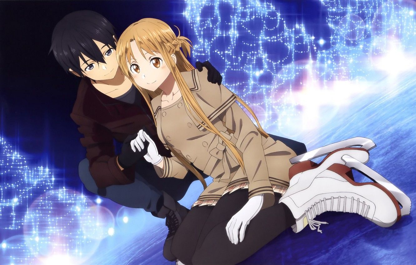 Kirito e Asuna, Sword Art Online, 1332x850 720p, Lenovo Legion