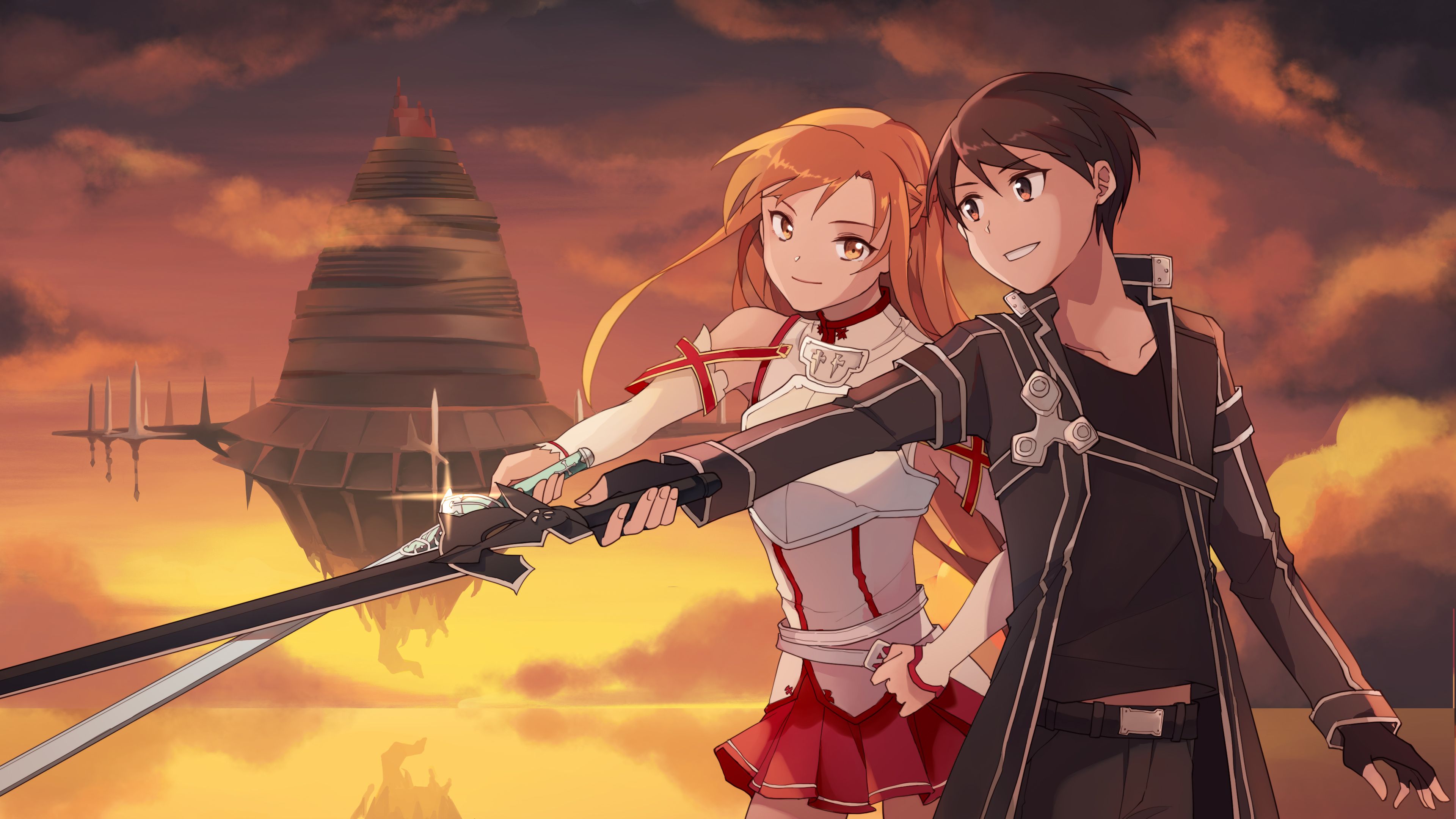 Kirito e Asuna, Sword Art Online, 3840x2160 UHD, PC 4K