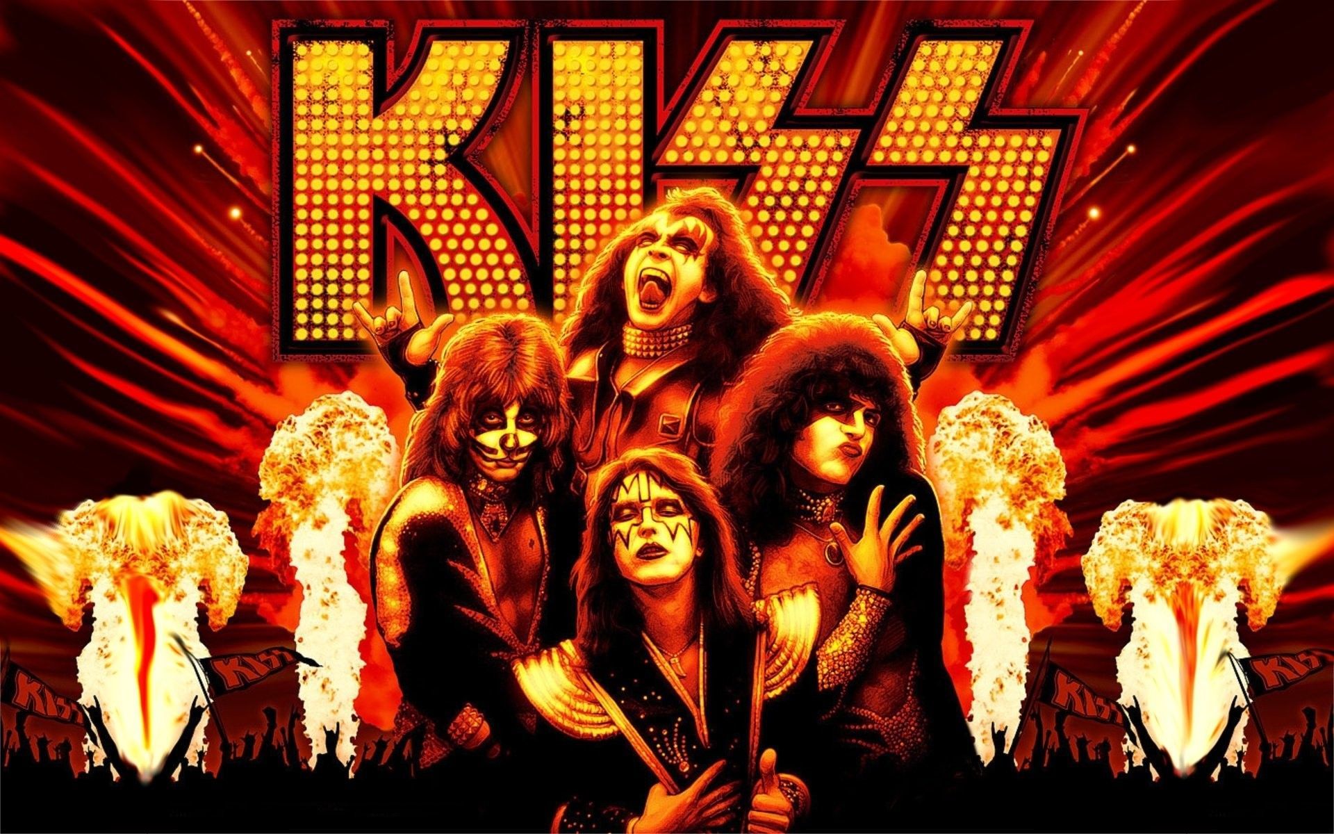 Banda KISS logo fiamme, 1920x1200 Full HD+, PC