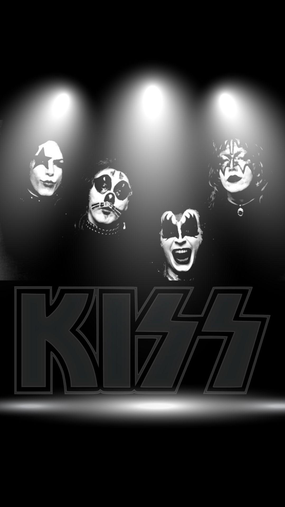 Band Kiss logo bianco nero, 1080x1920 Full HD Verticale, Smartphone