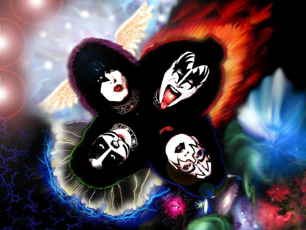 Volti band Kiss stilizzati, 1024x768 HD, iMac