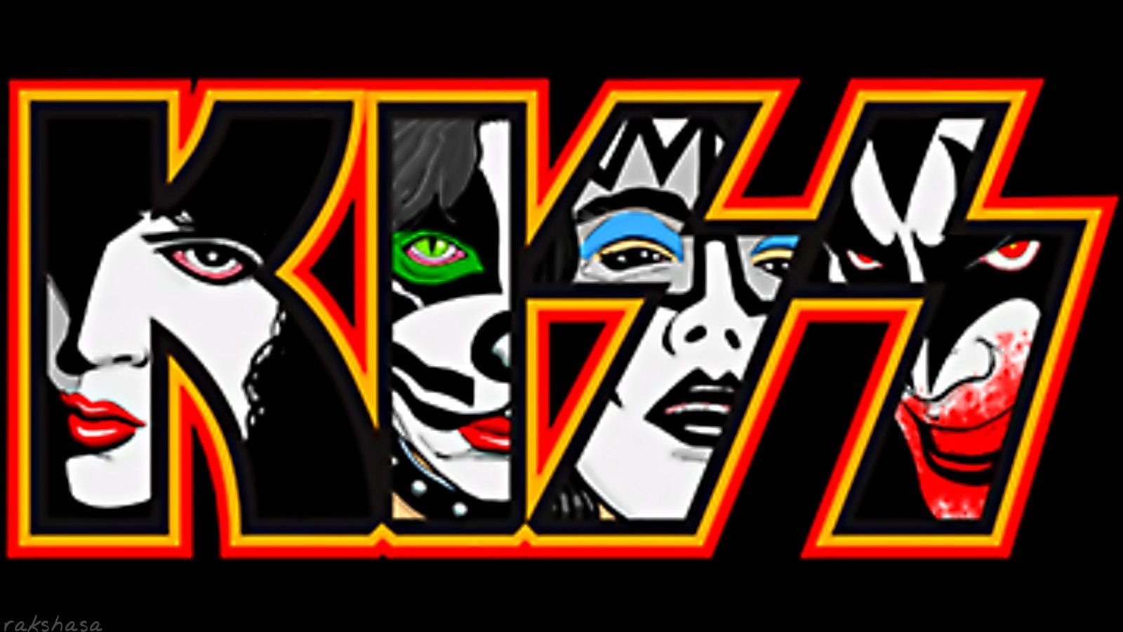 Volti band Kiss stilizzati, 1600x900 900p, PC Desktop
