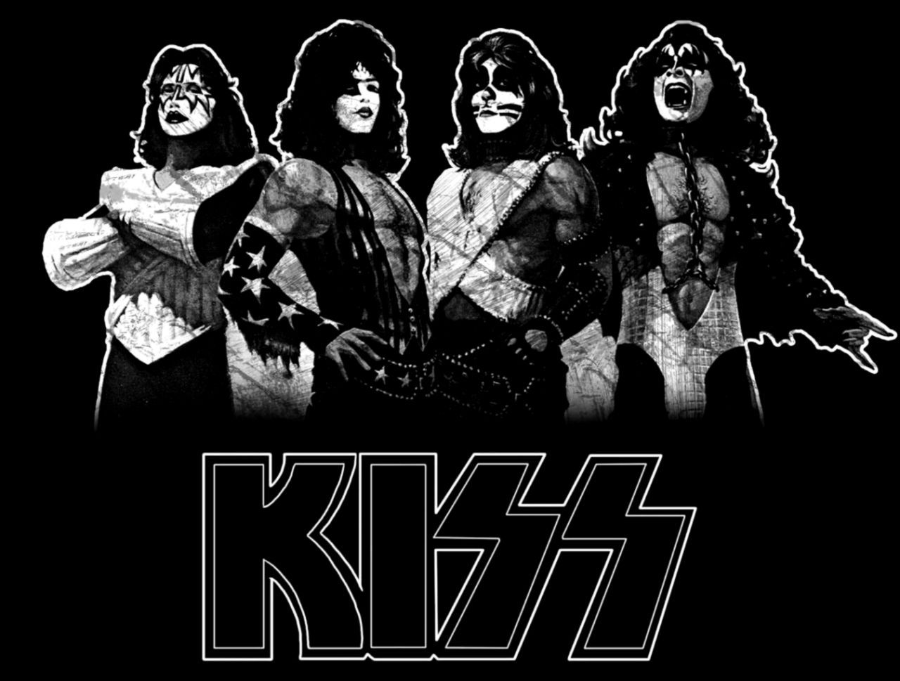 Band Kiss in bianco e nero, 1280x969 HD, Desktop