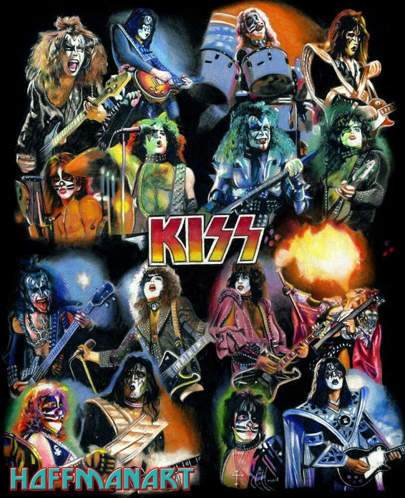 Collage banda Kiss illustrato, 813x1000 Verticale, OnePlus