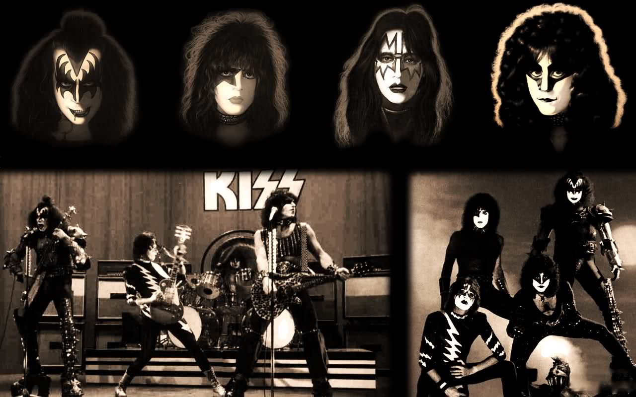Banda rock Kiss seppia, 1280x800 720p, Laptop